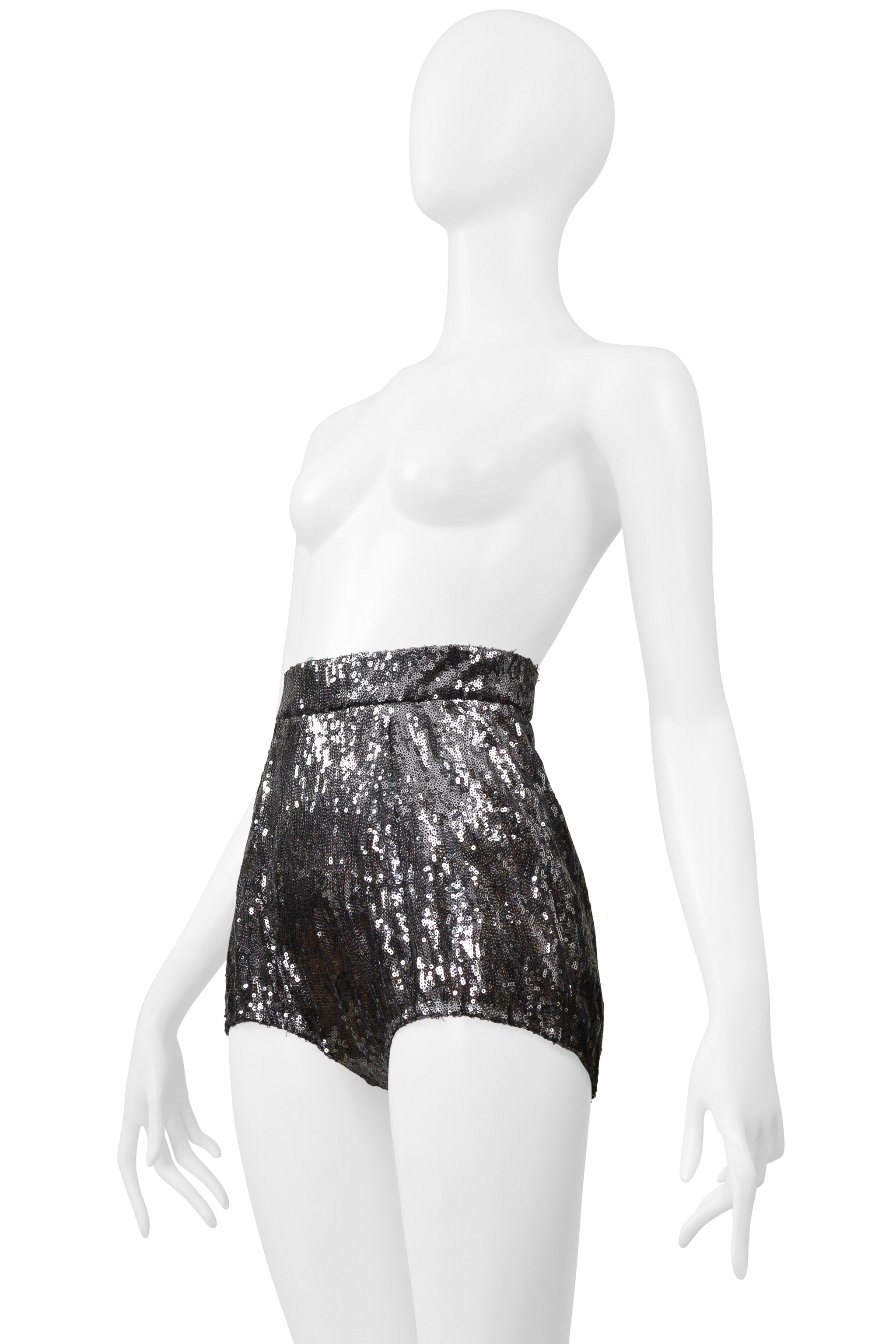DOLCE & GABBANA GUNMETAL SEQUIN HOT PANTS