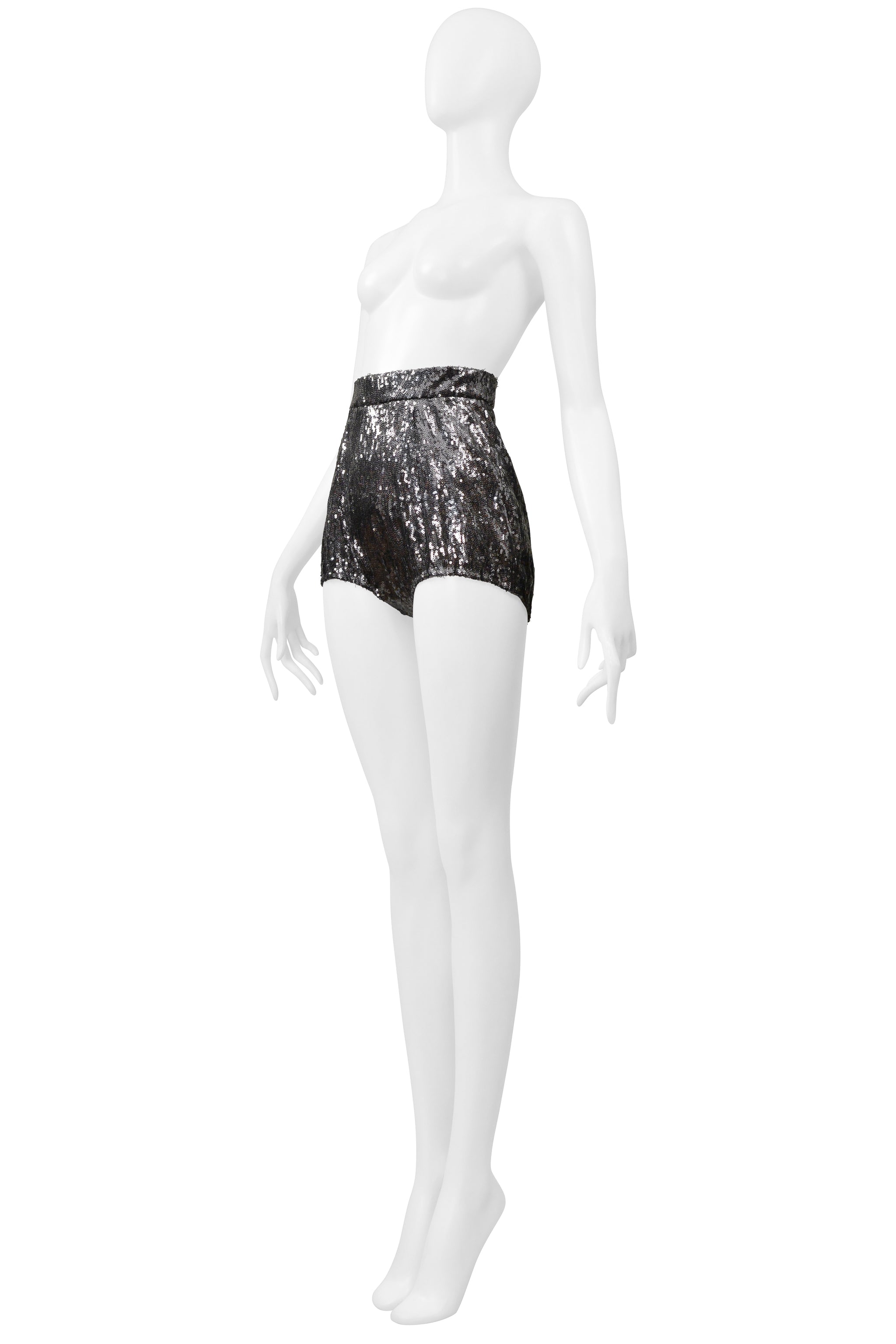 DOLCE & GABBANA GUNMETAL SEQUIN HOT PANTS