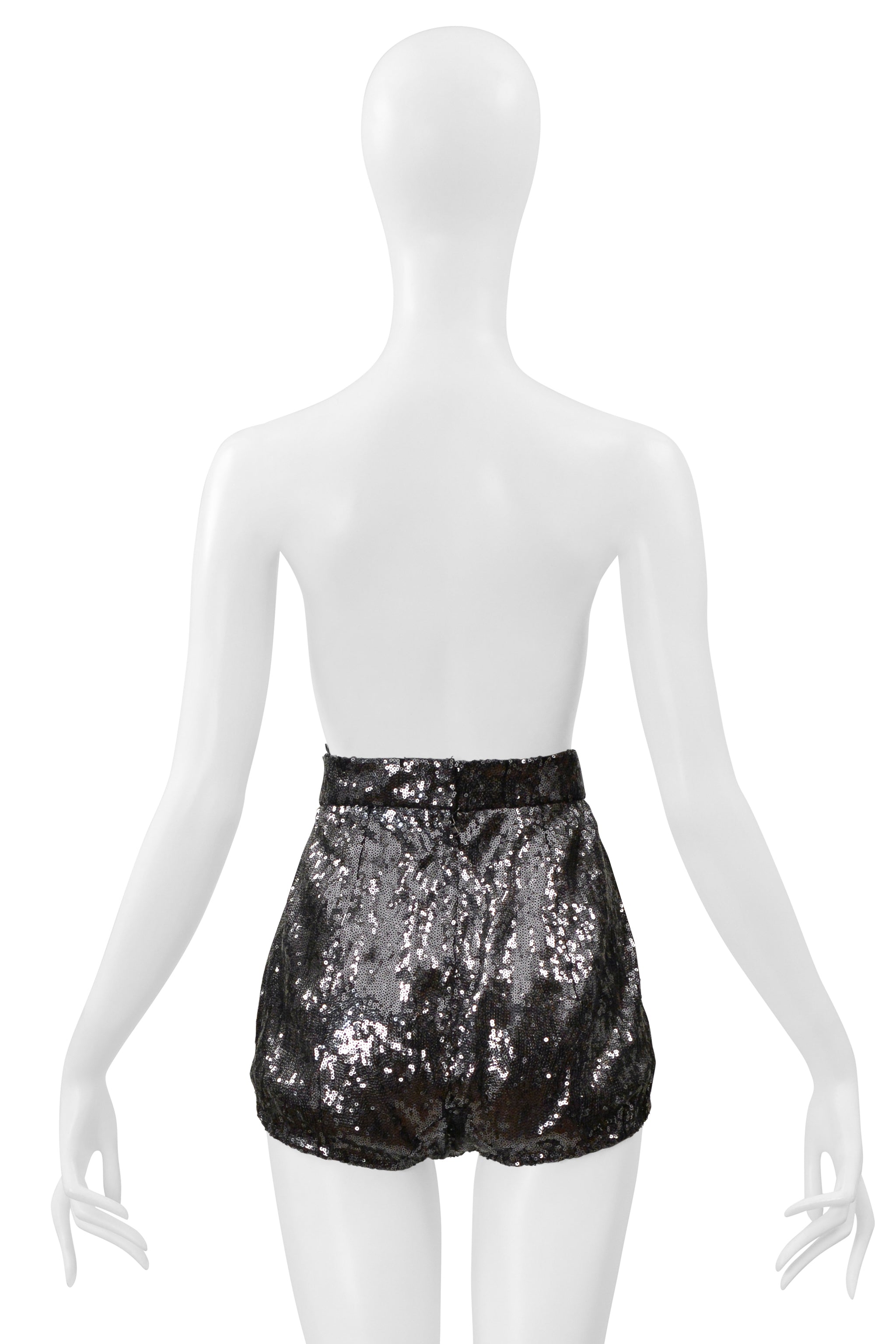 DOLCE & GABBANA GUNMETAL SEQUIN HOT PANTS