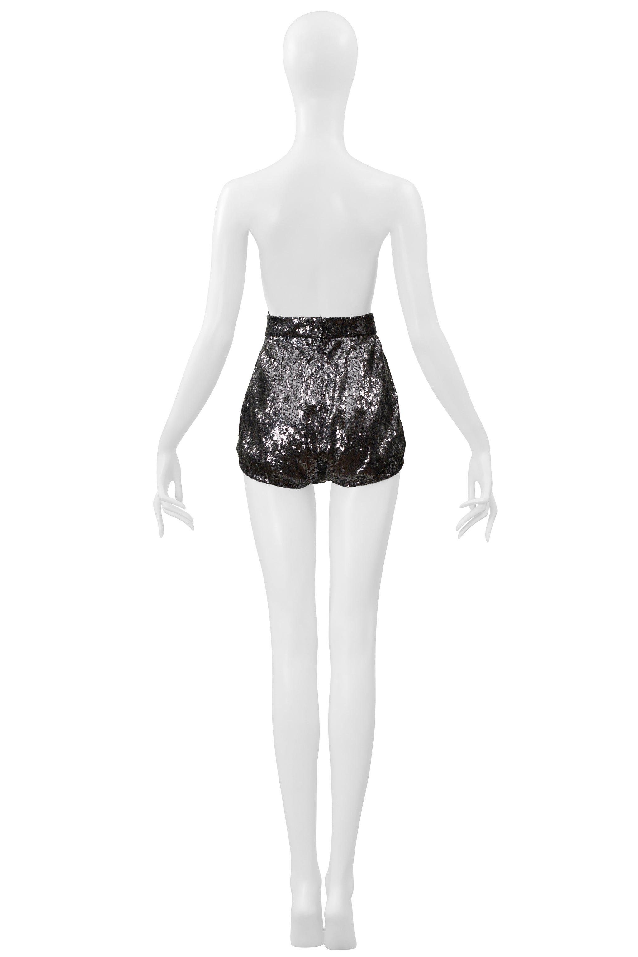 DOLCE & GABBANA GUNMETAL SEQUIN HOT PANTS