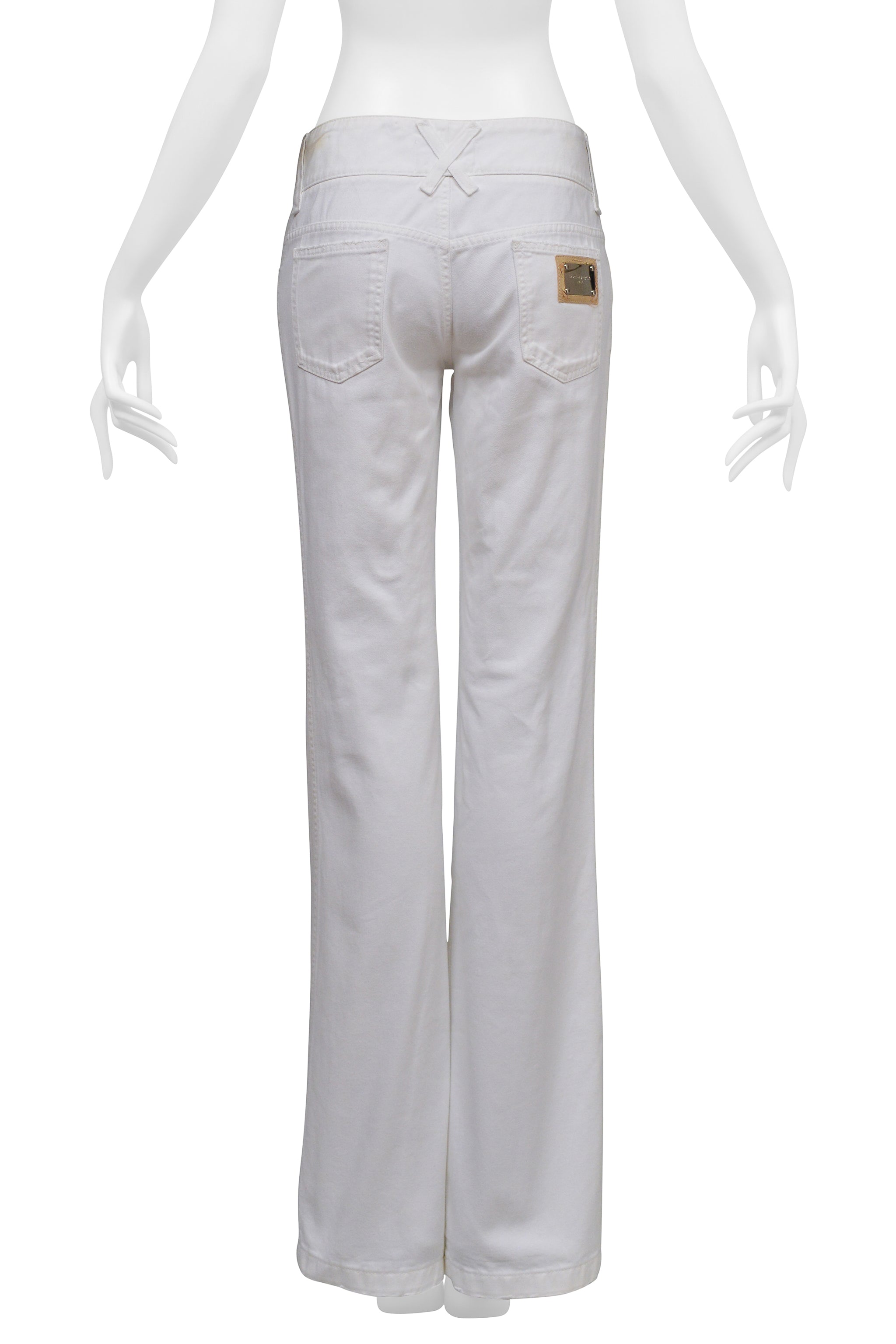 DOLCE & GABBANA HIGH-WAISTED DISTRESSED WHITE PANTS
