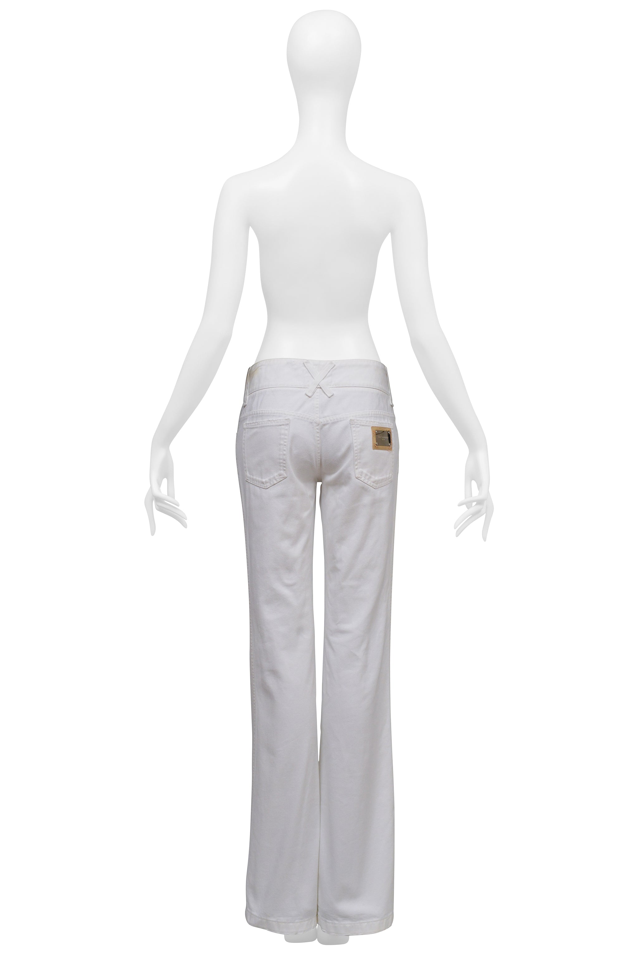 DOLCE & GABBANA HIGH-WAISTED DISTRESSED WHITE PANTS