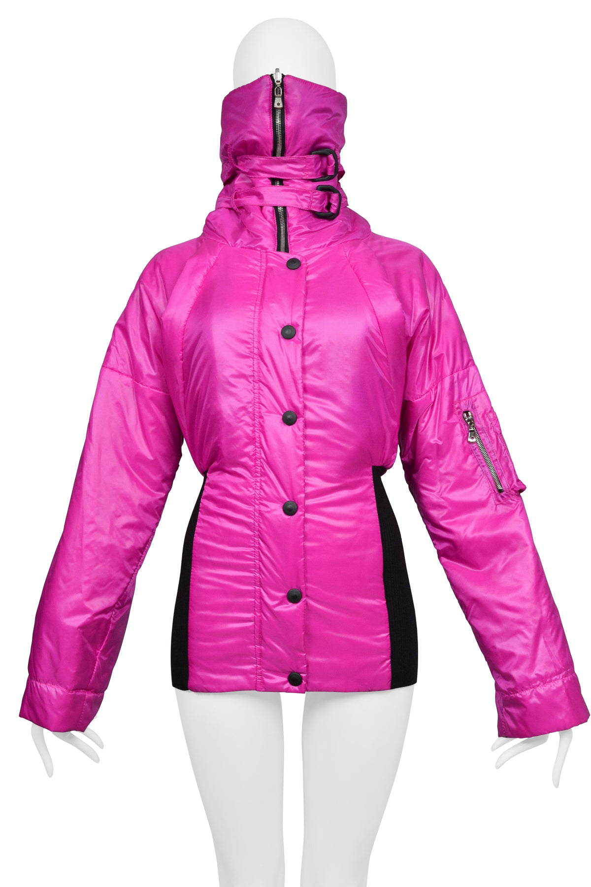 DOLCE & GABBANA HOT PINK NYLON BOMBER JACKET WITH BLACK TRIM