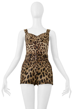 DOLCE AND GABBANA LEOPARD PRINT BUSTIER AND SHORTS ENSEMBLE