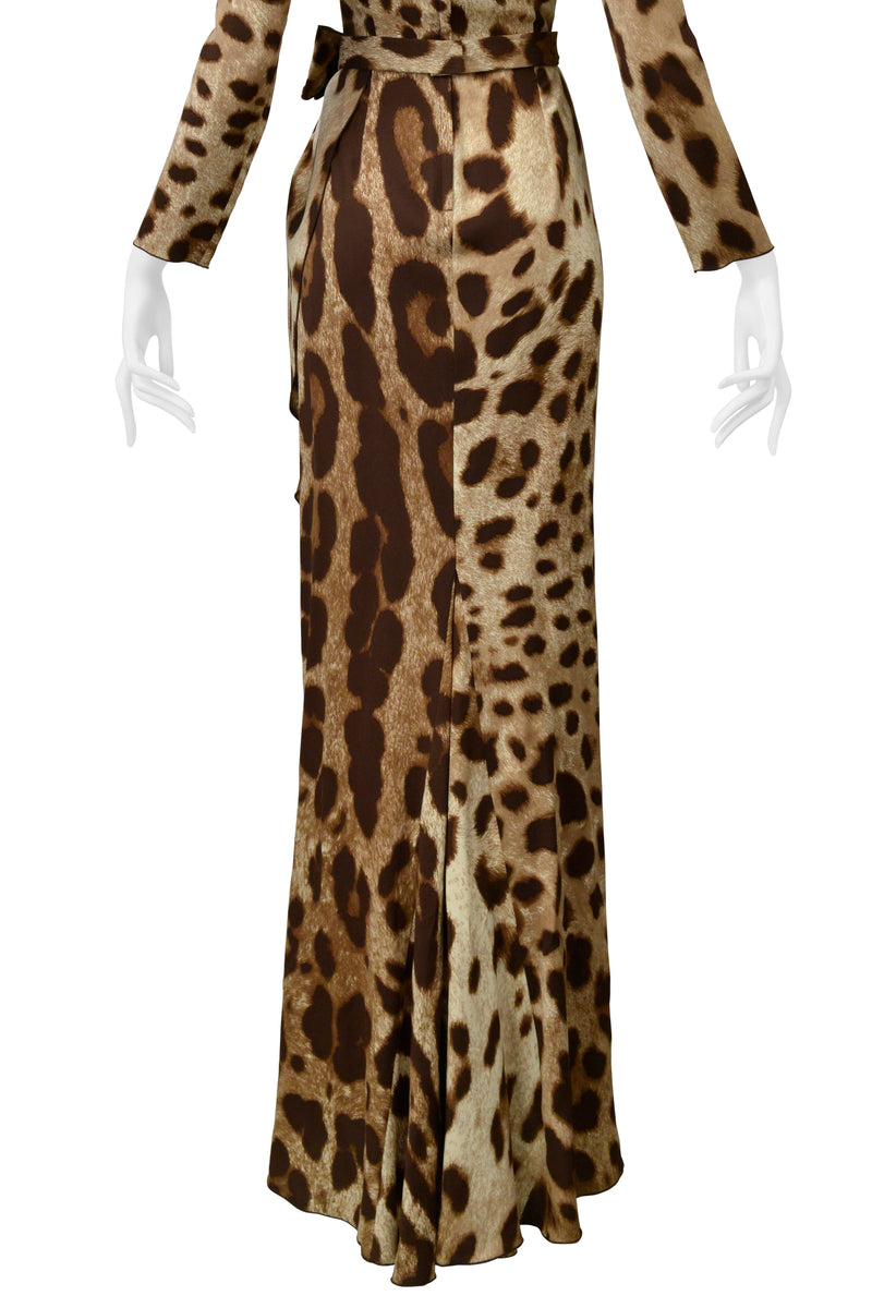 DOLCE & GABBANA LEOPARD PRINT EVENING GOWN WITH BOW