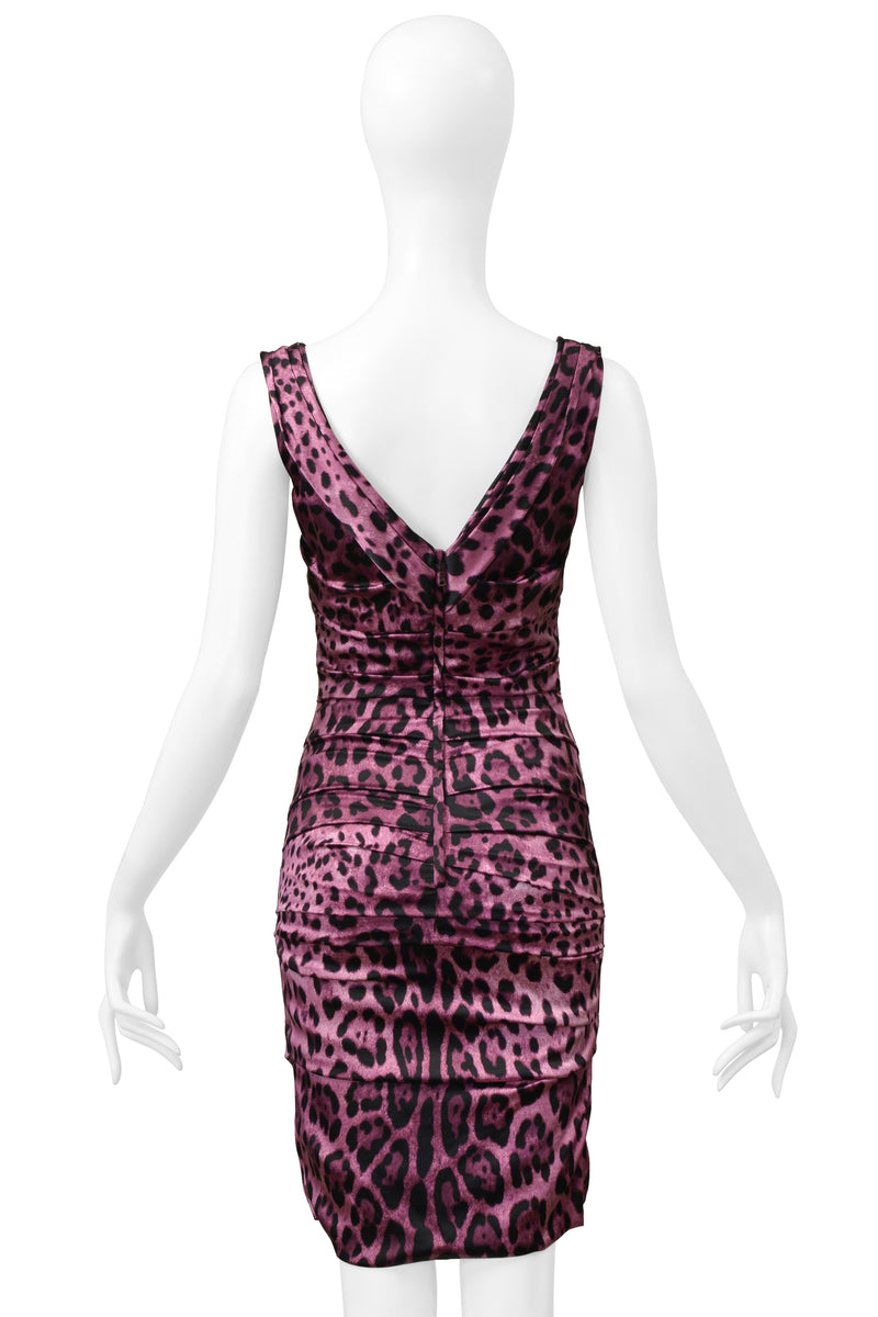 DOLCE & GABBANA PINK LEOPARD RUCHED DRESS