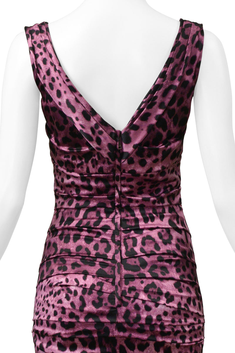 DOLCE & GABBANA PINK LEOPARD RUCHED DRESS