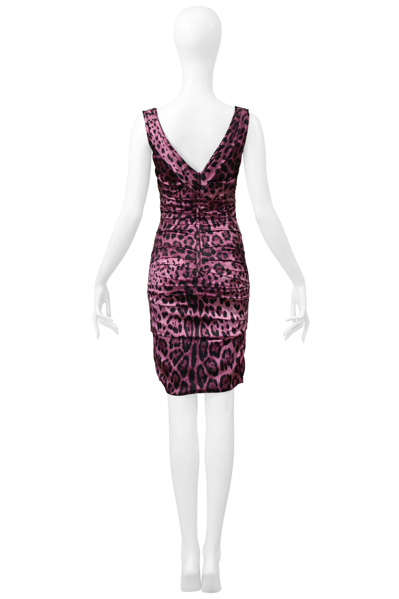 DOLCE & GABBANA PINK LEOPARD RUCHED DRESS