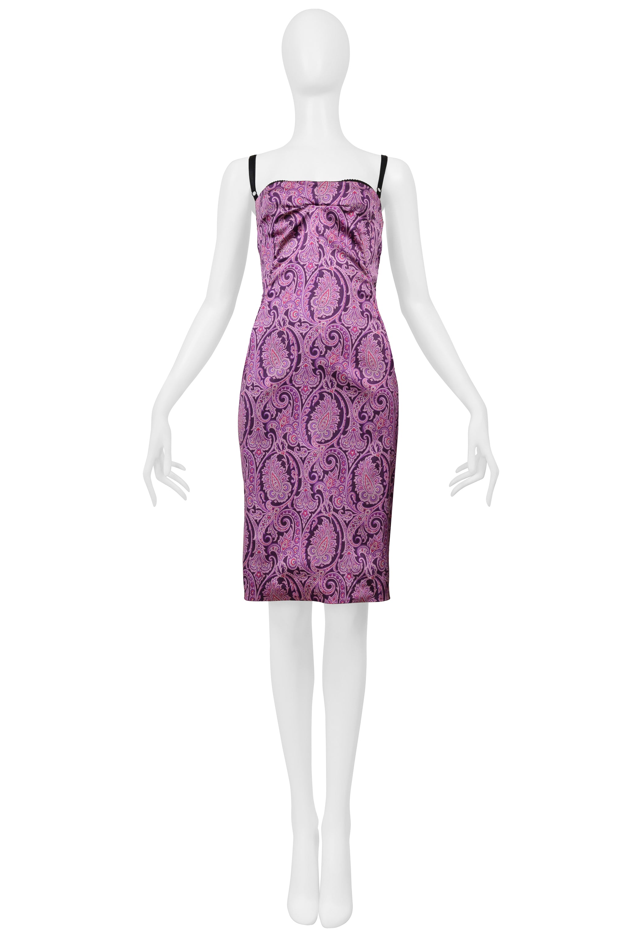 DOLCE & GABBANA PURPLE PAISLEY PRINT BODY CON DRESS