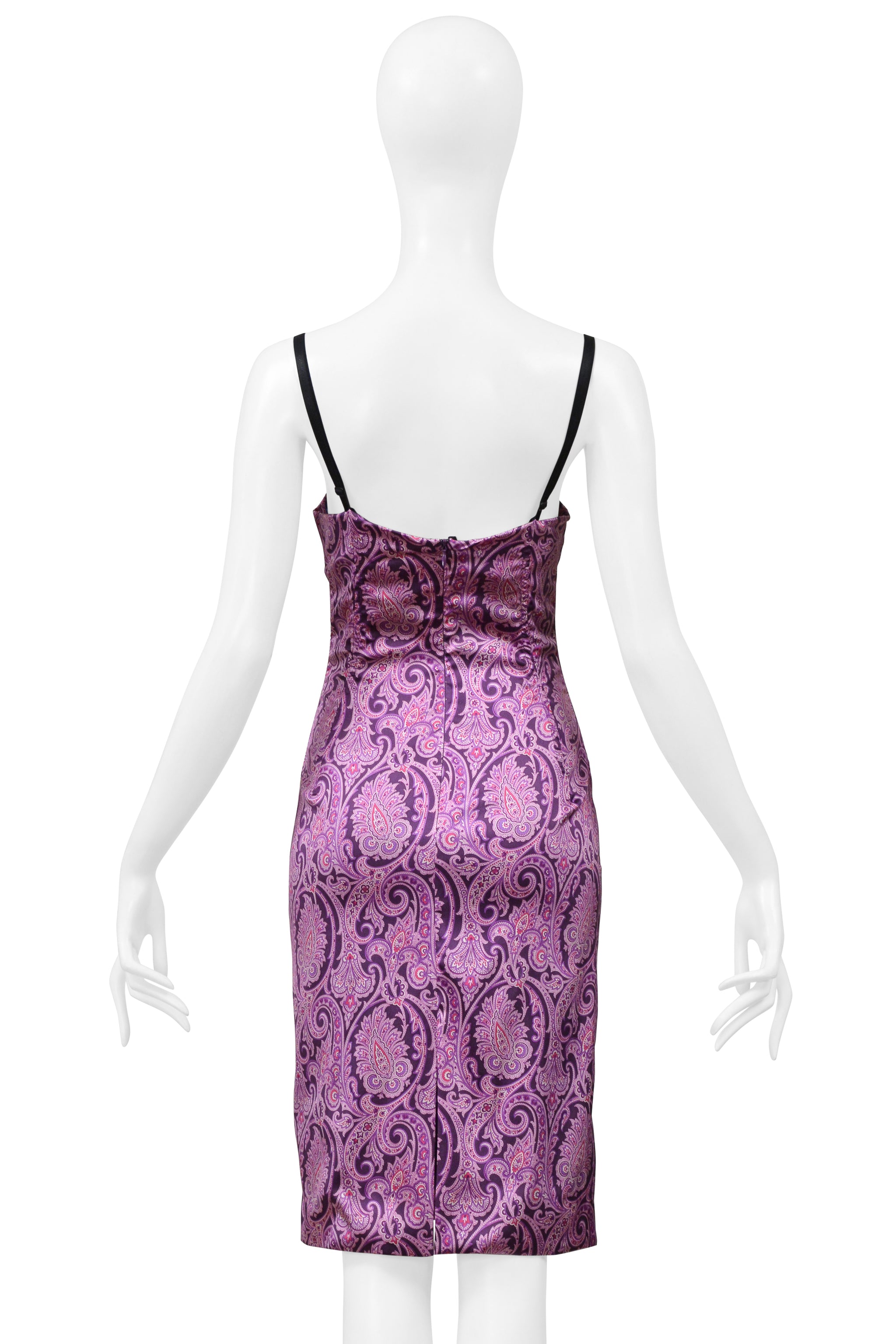 DOLCE & GABBANA PURPLE PAISLEY PRINT BODY CON DRESS
