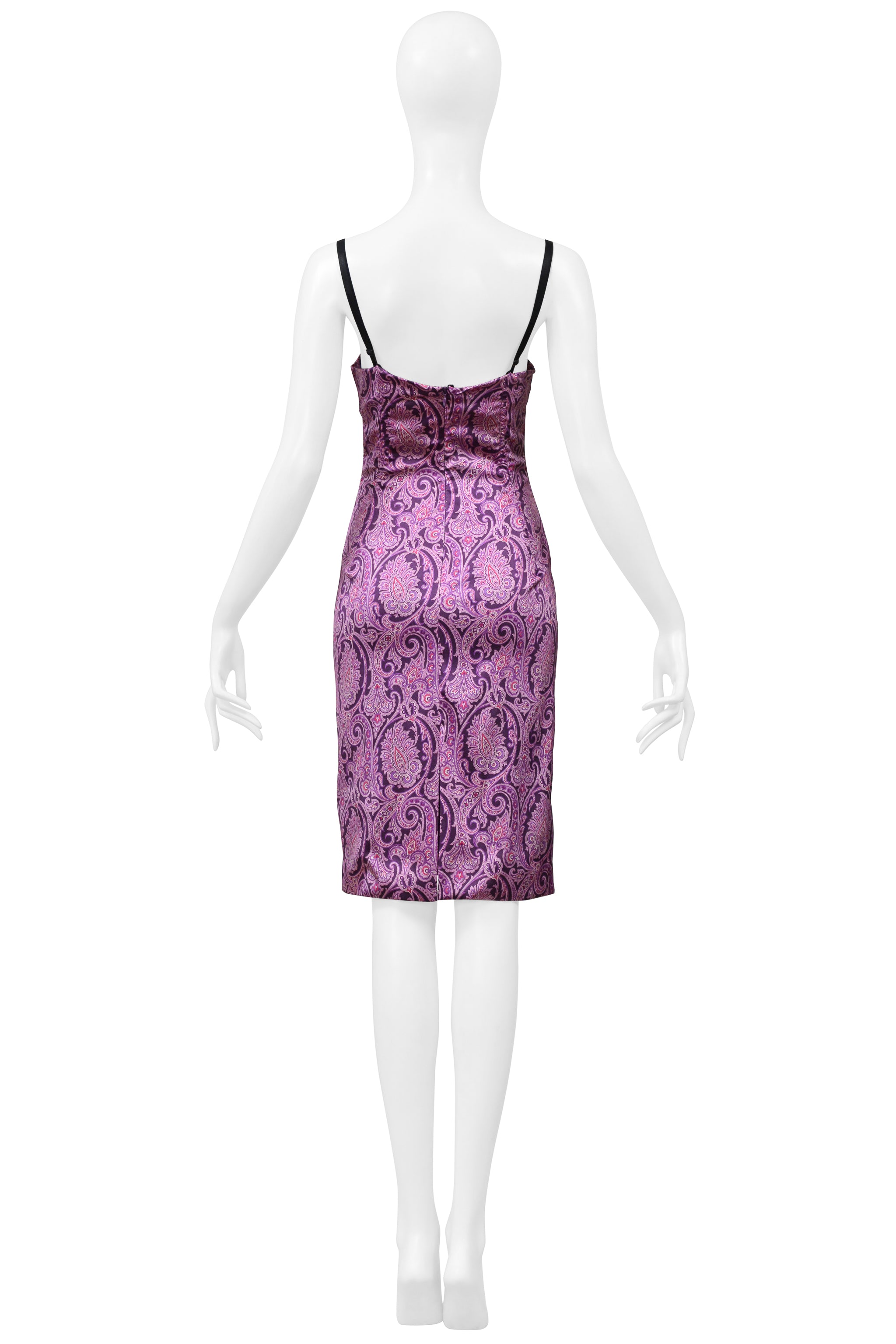 DOLCE & GABBANA PURPLE PAISLEY PRINT BODY CON DRESS