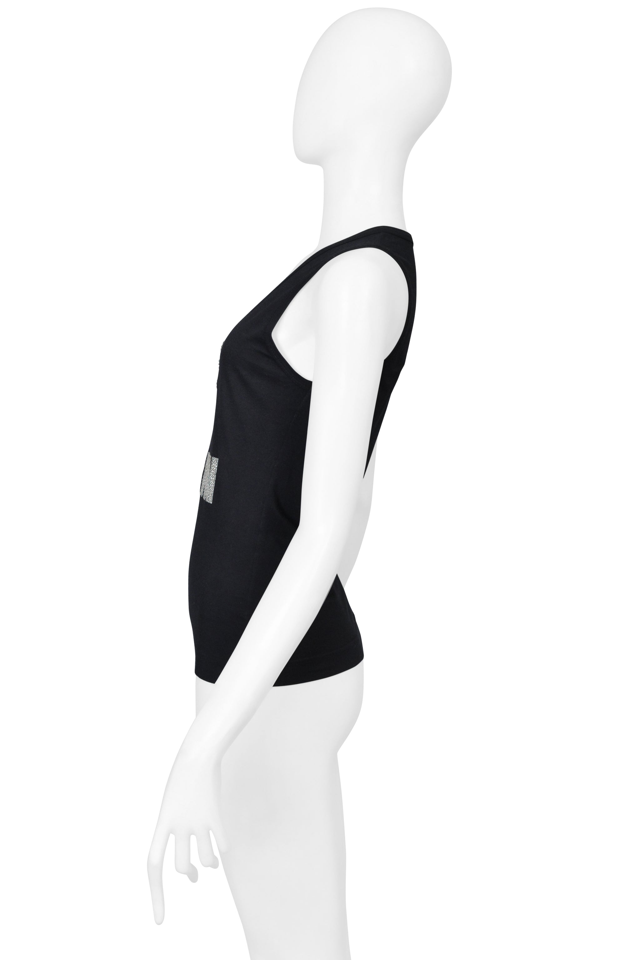 DOLCE & GABBANA RHINESTONE "LIKE A VIRGIN"  BLACK TANK TOP