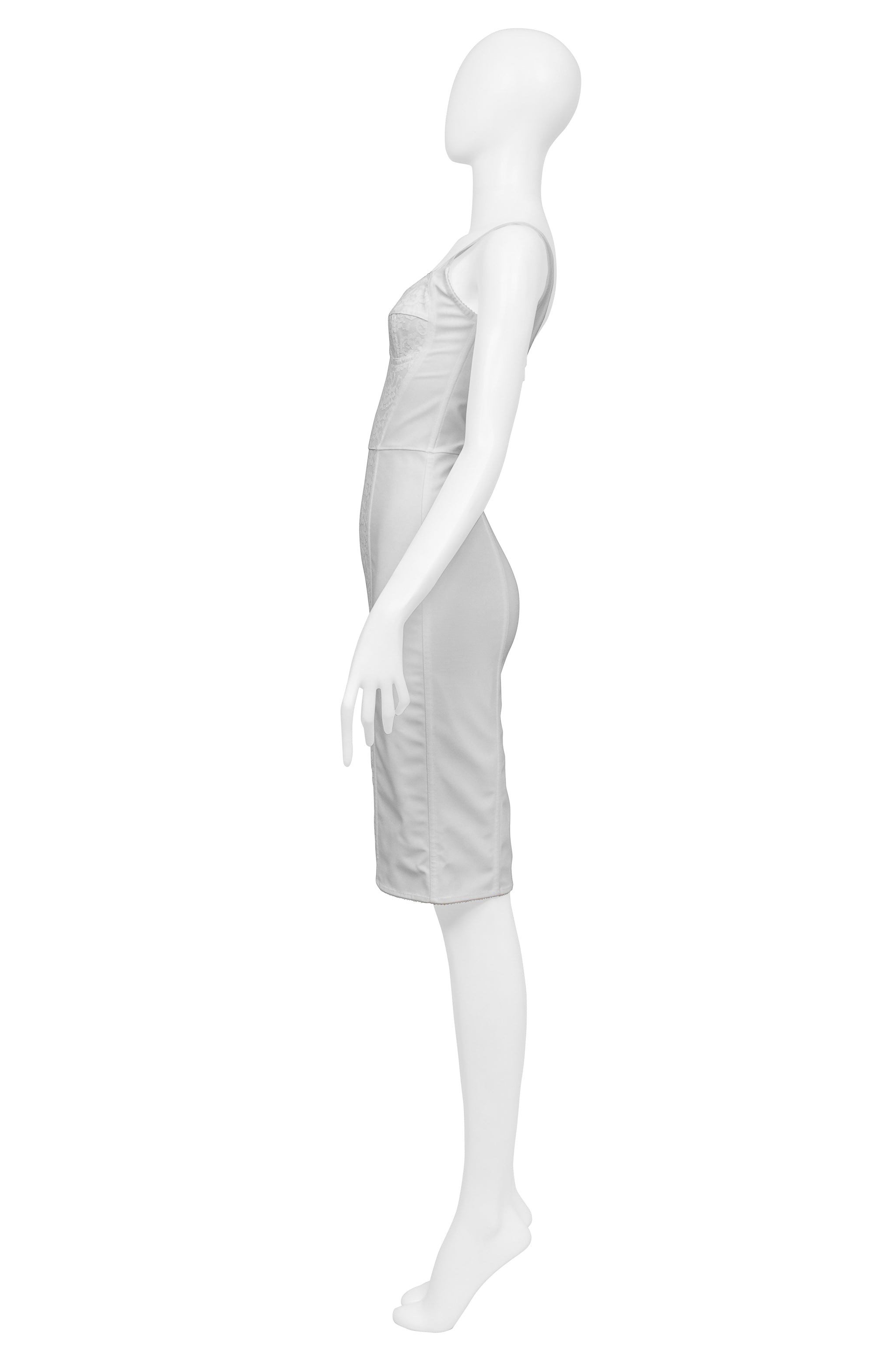 DOLCE & GABBANA WHITE BRA DRESS WITH LACE INSETS