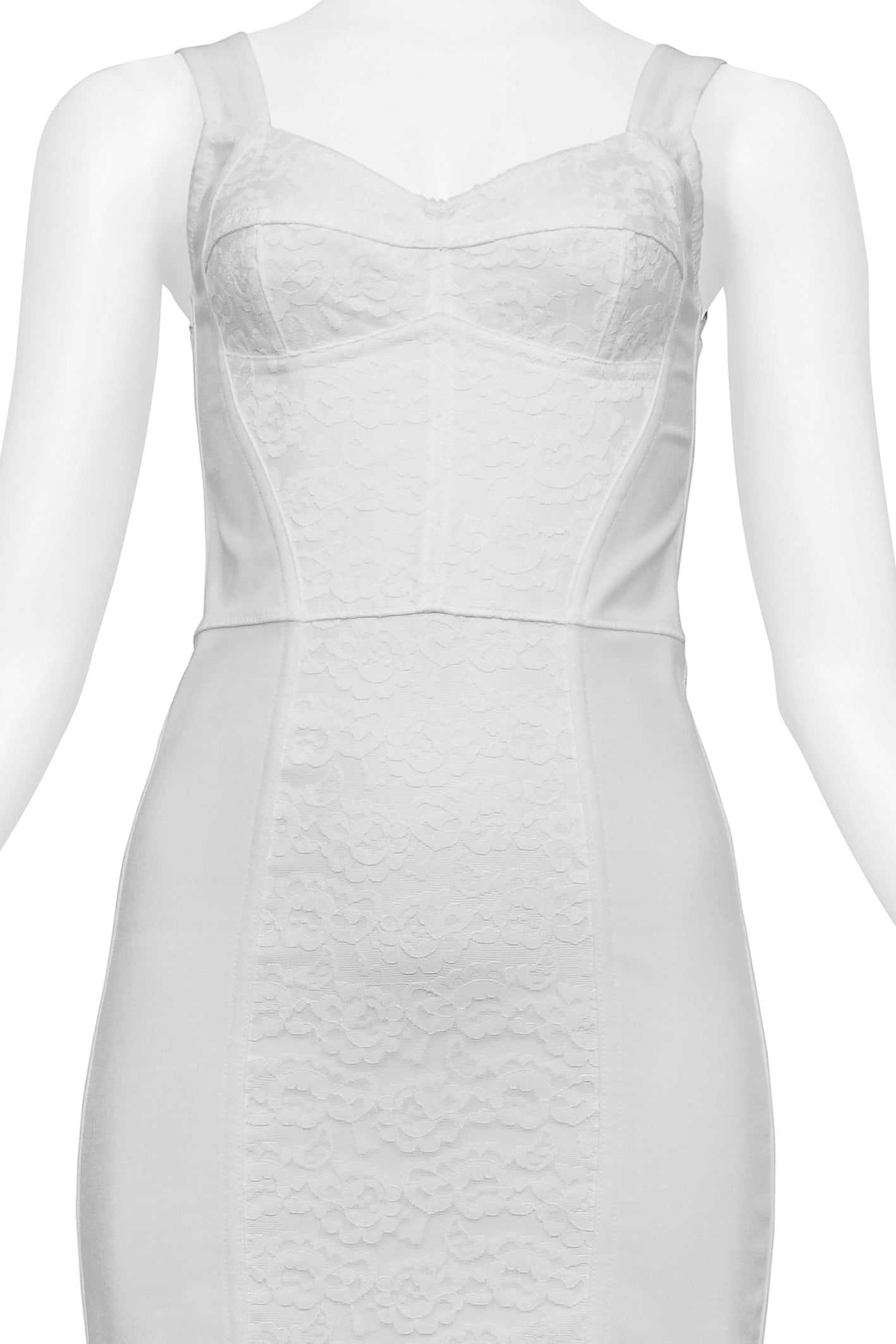 DOLCE & GABBANA WHITE BRA DRESS WITH LACE INSETS