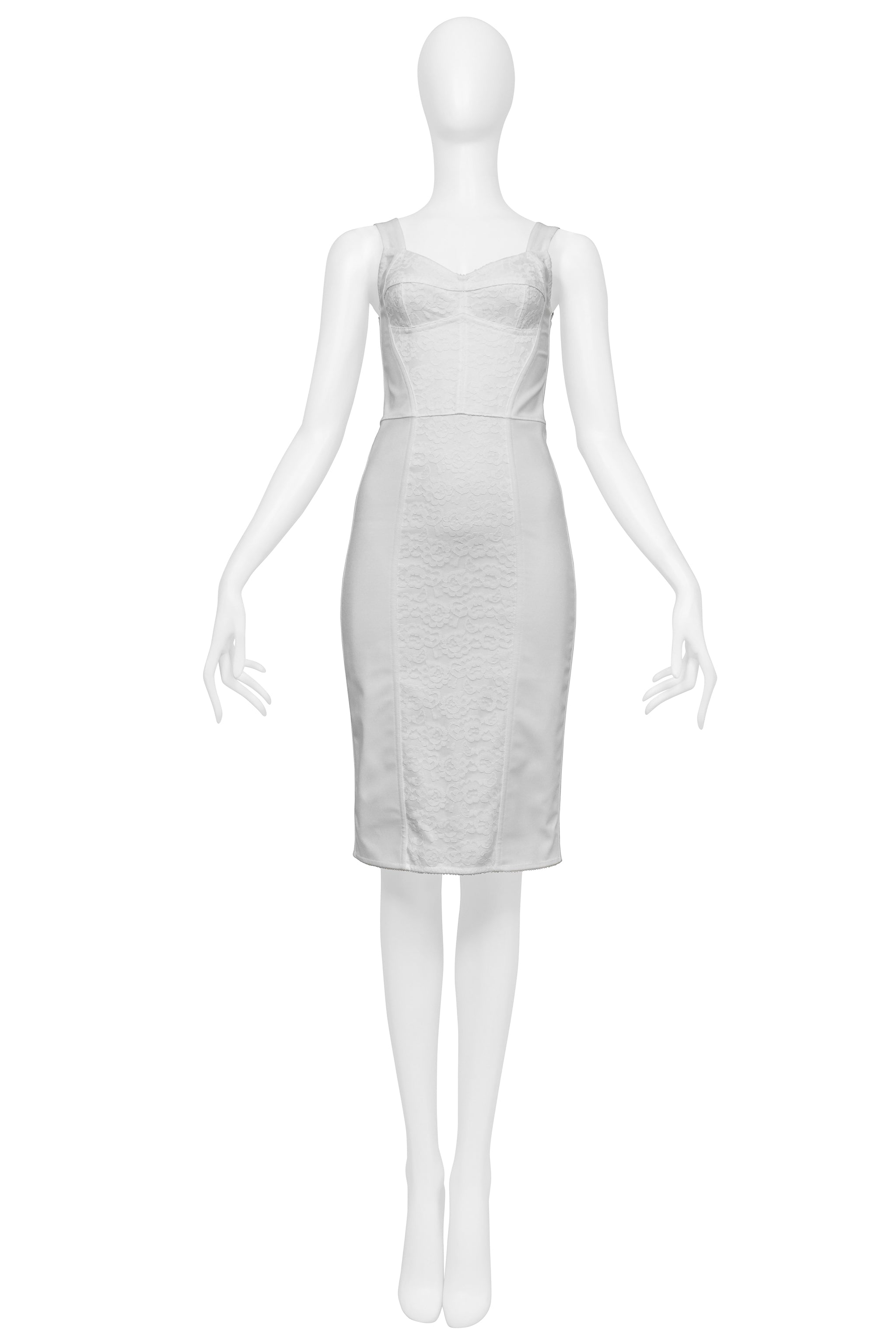 DOLCE & GABBANA WHITE BRA DRESS WITH LACE INSETS