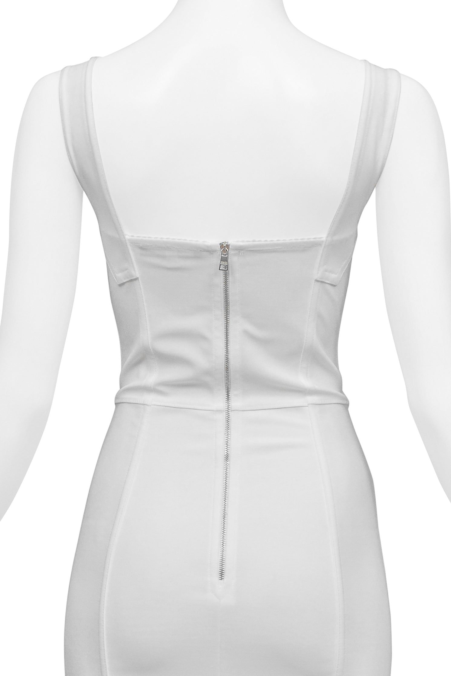 DOLCE & GABBANA WHITE BRA DRESS WITH LACE INSETS