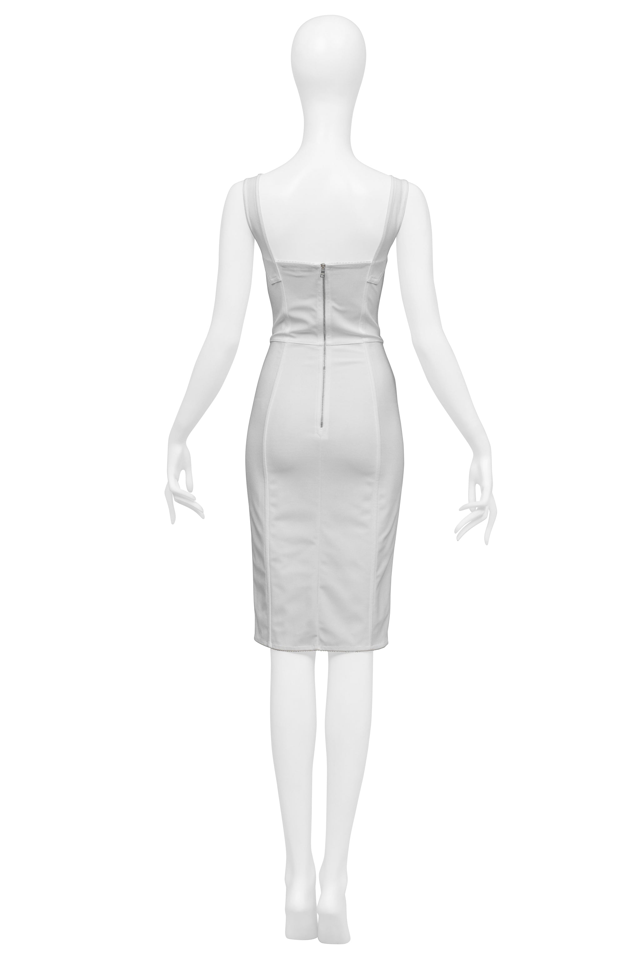 DOLCE & GABBANA WHITE BRA DRESS WITH LACE INSETS