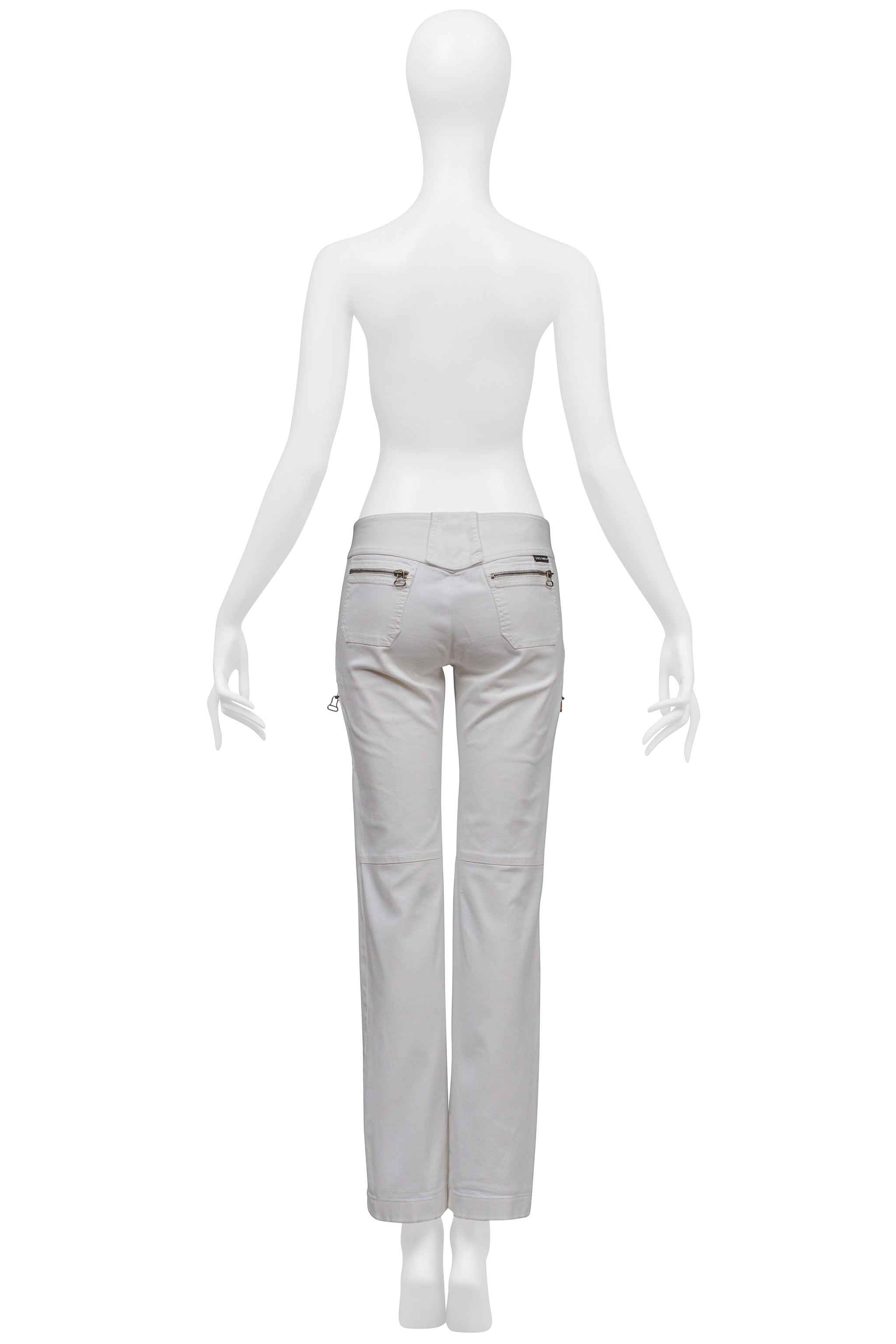 DOLCE & GABBANA WHITE CARGO PANTS WITH ZIPPERS
