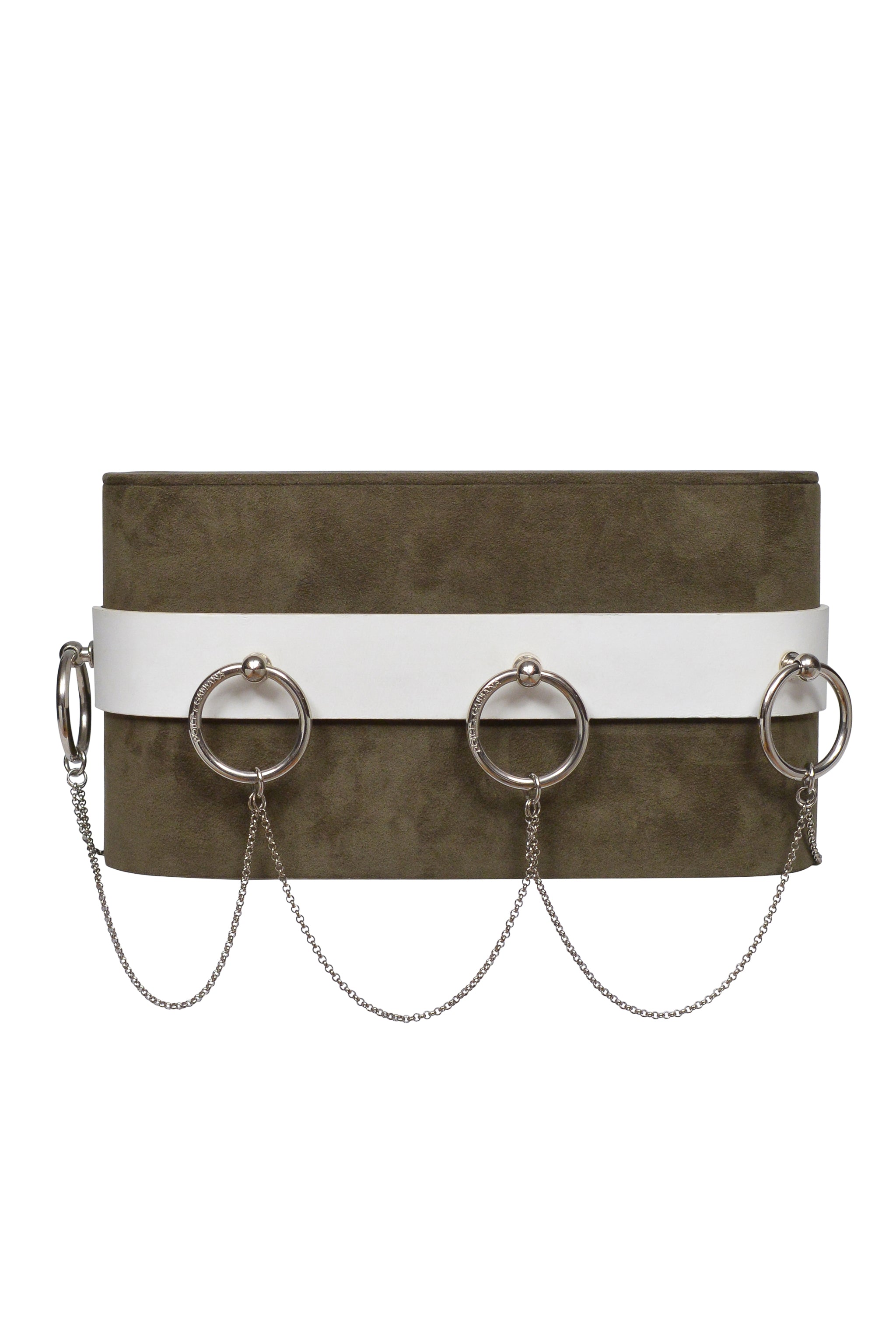 DOLCE & GABBANA WHITE LEATHER BONDAGE BELT WITH SILVER HARDWARE 2003