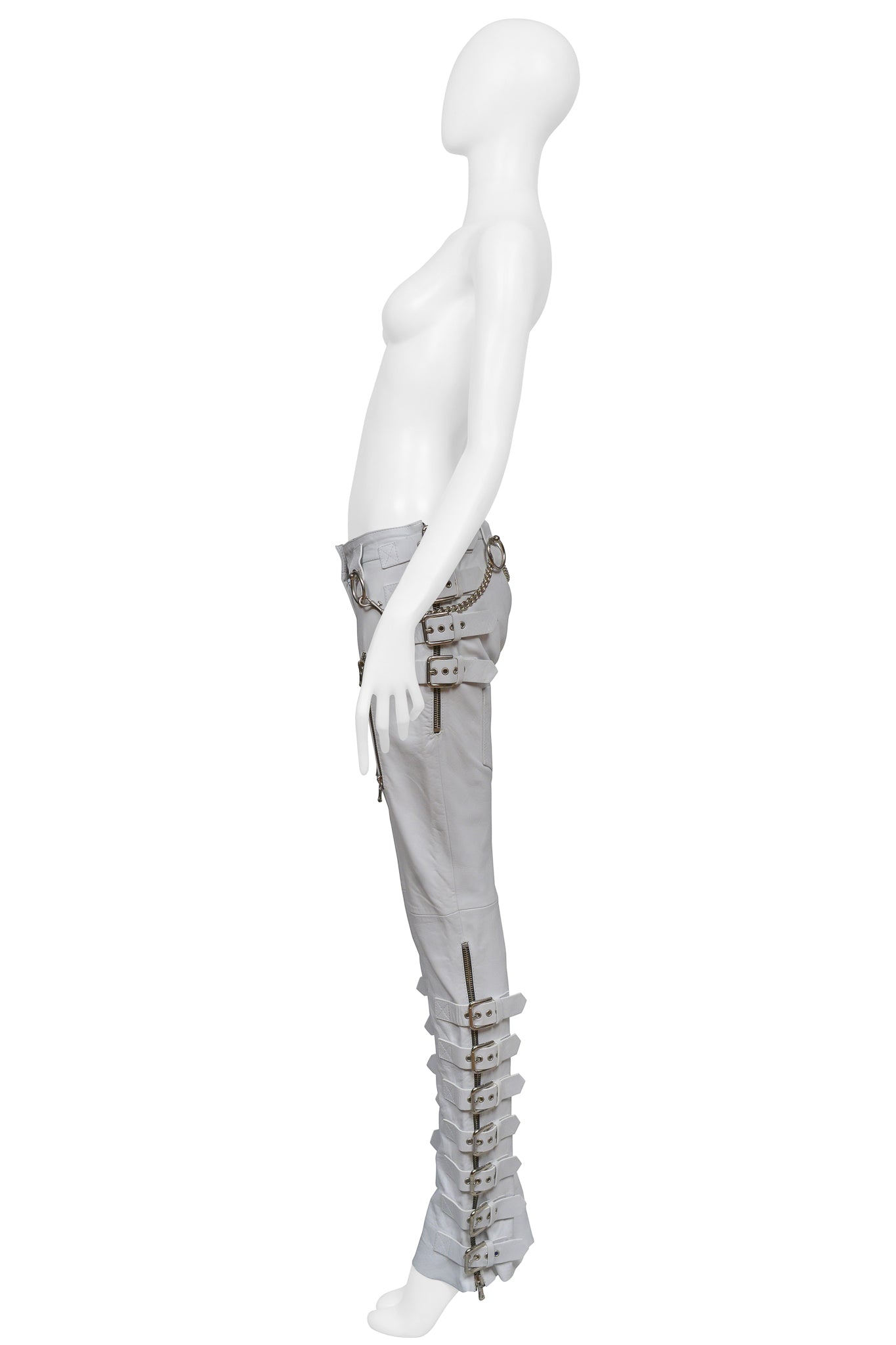 DOLCE & GABBANA WHITE LEATHER BONDAGE PANTS 2003