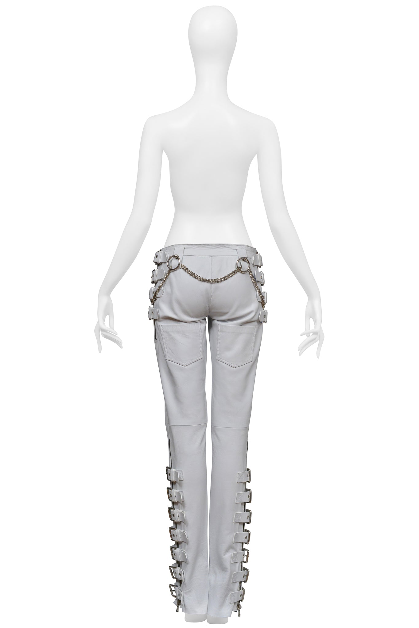 DOLCE & GABBANA WHITE LEATHER BONDAGE PANTS 2003