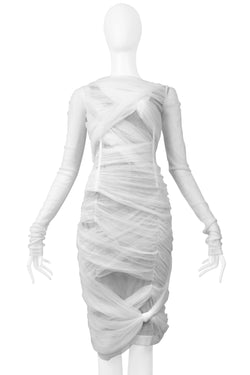 DOLCE & GABBANA WHITE SHEER MESH MUMMY DRESS