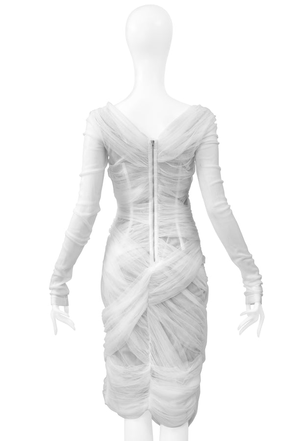 DOLCE & GABBANA WHITE SHEER MESH MUMMY DRESS