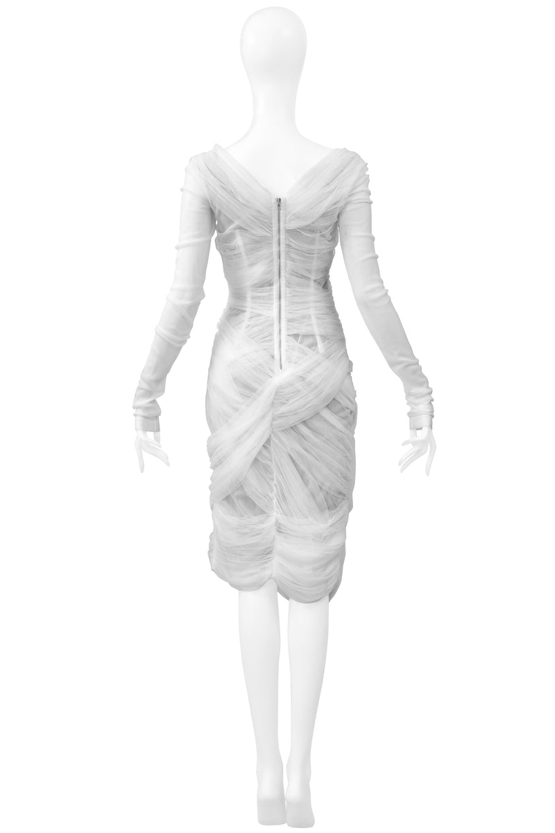 DOLCE & GABBANA WHITE SHEER MESH MUMMY DRESS