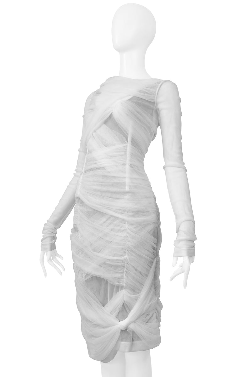 DOLCE & GABBANA WHITE SHEER MESH MUMMY DRESS