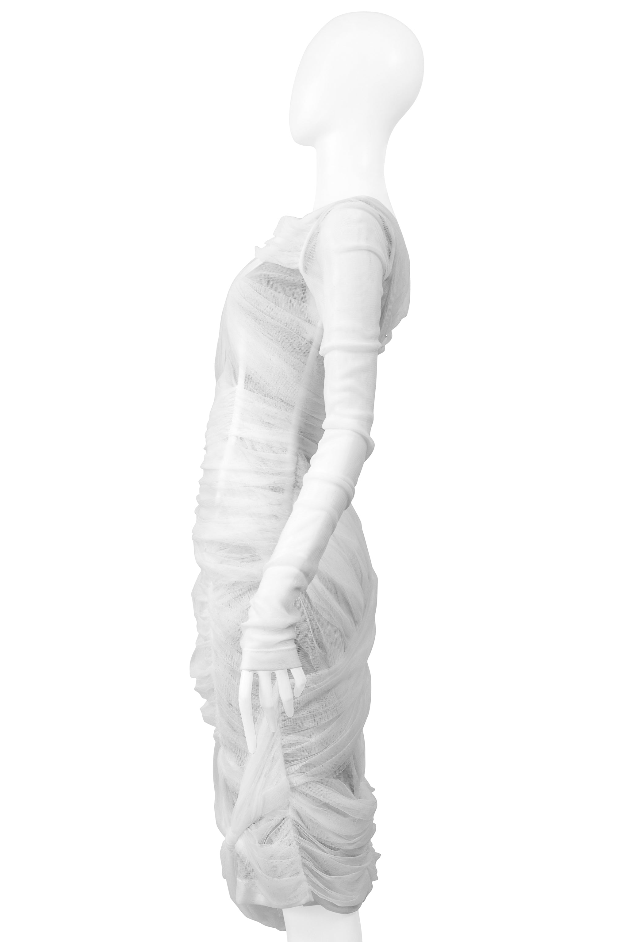 DOLCE & GABBANA WHITE SHEER MESH MUMMY DRESS