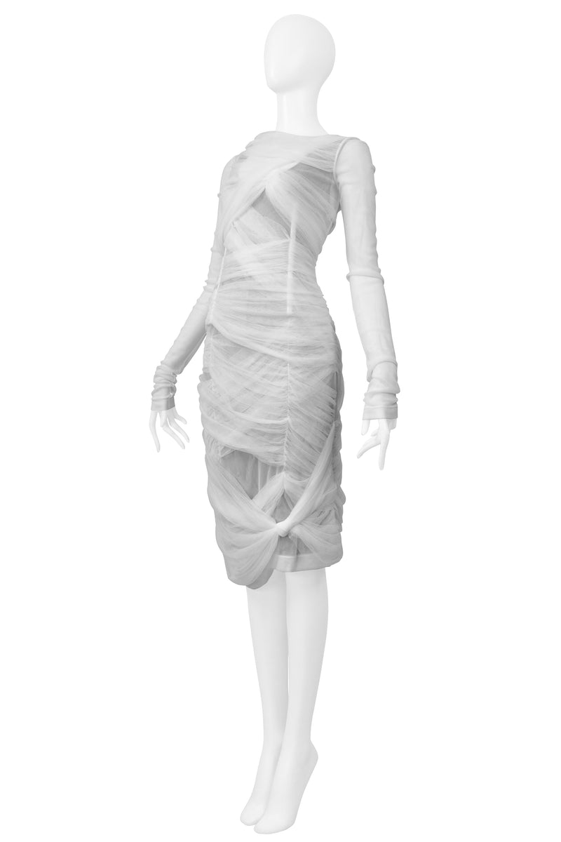 DOLCE & GABBANA WHITE SHEER MESH MUMMY DRESS