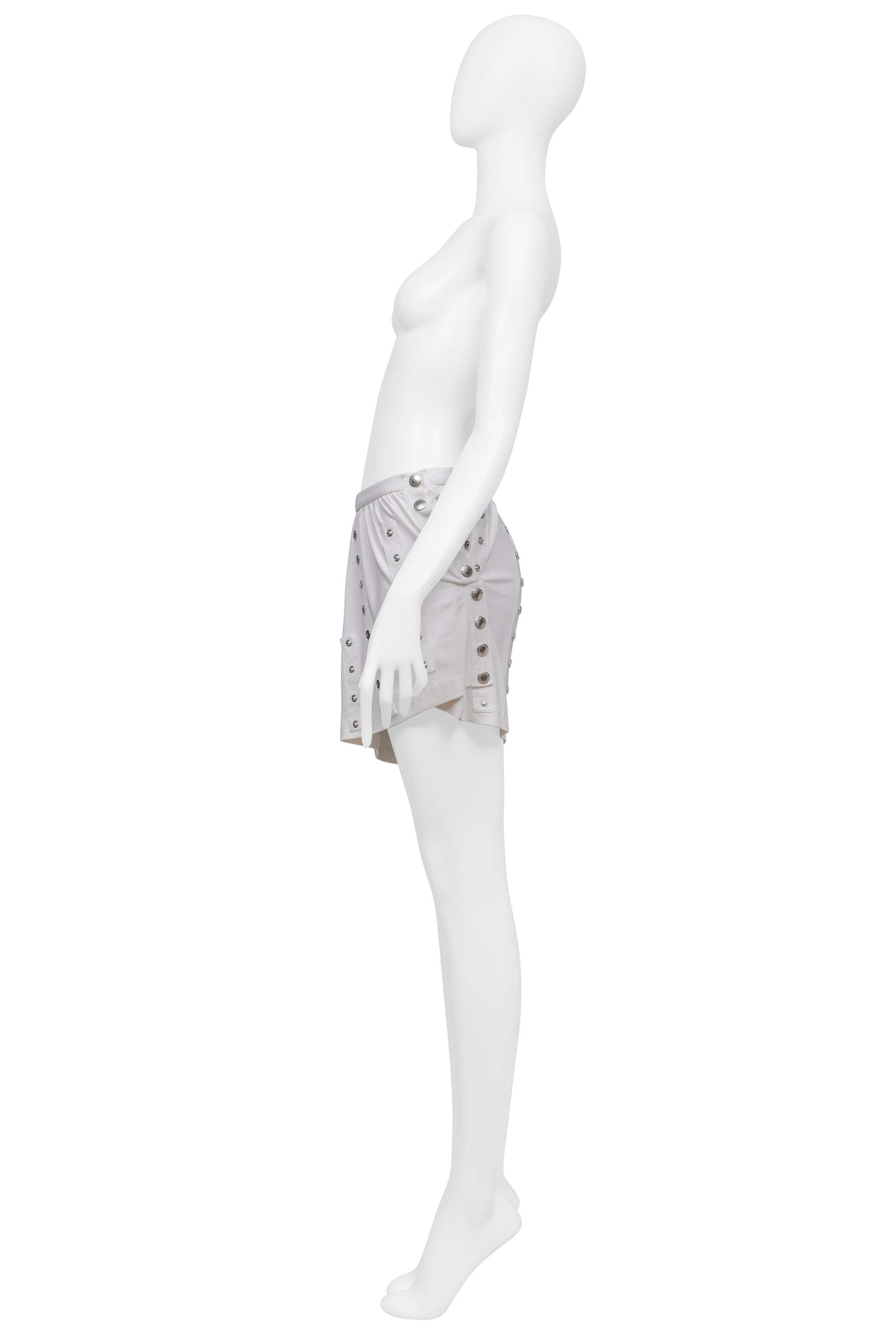 DOLCE & GABBANA WHITE MINI SKIRT WITH EXPOSED TAPE AND SNAPS