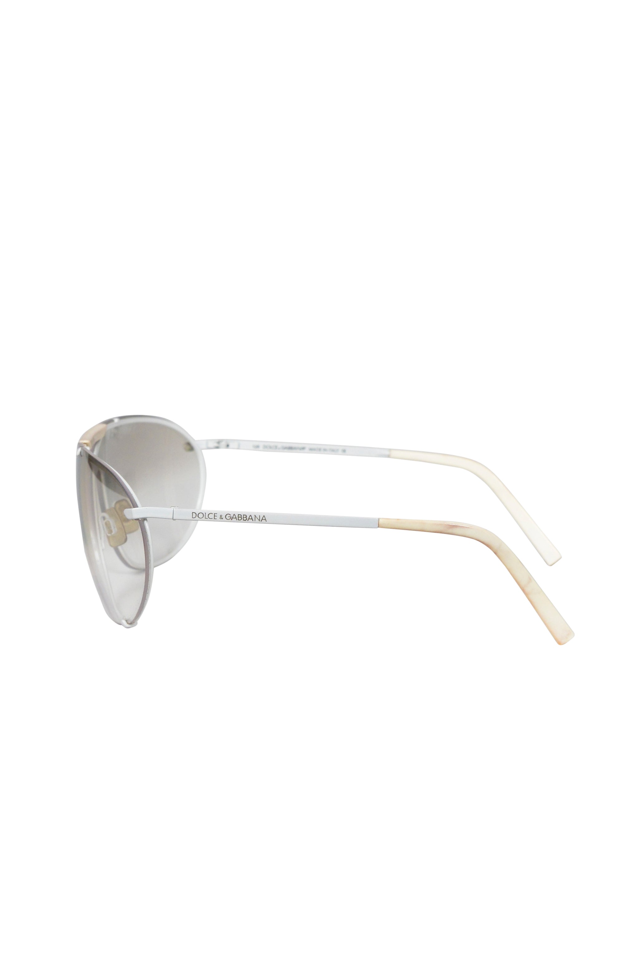DOLCE & GABBANA WHITE  OVERSIZED SUNGLASSES WITH BONE TRIM