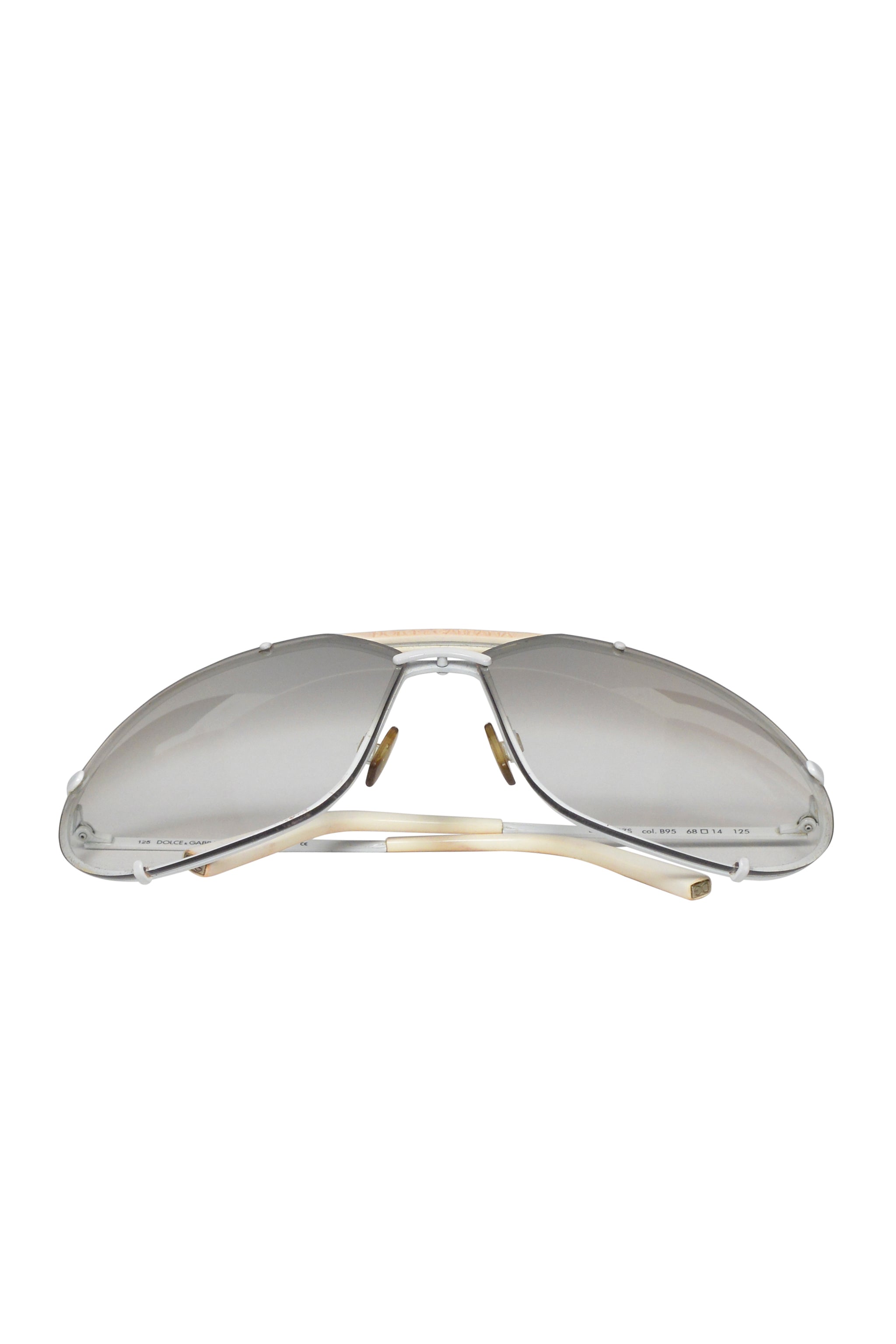DOLCE & GABBANA WHITE  OVERSIZED SUNGLASSES WITH BONE TRIM