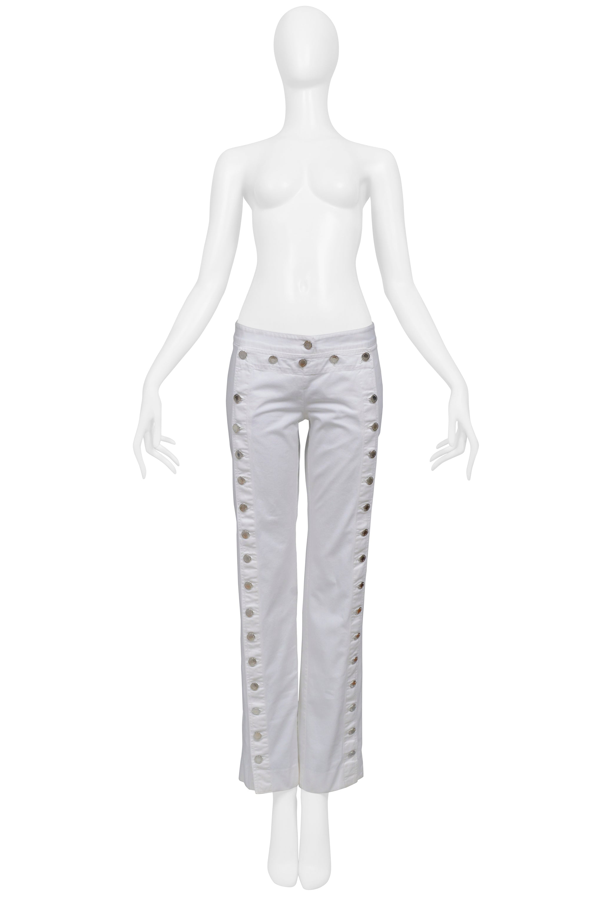 DOLCE & GABBANA WHITE JEANS WITH SAILOR BIB AND BUTTONS 2003