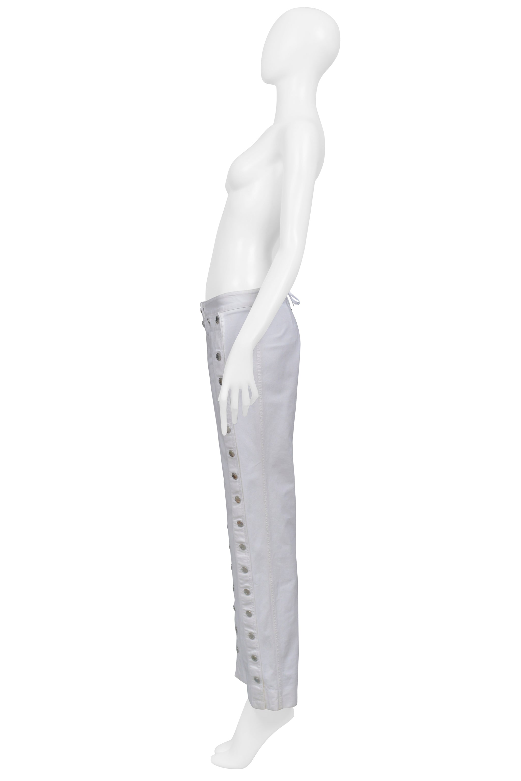 DOLCE & GABBANA WHITE JEANS WITH SAILOR BIB AND BUTTONS 2003