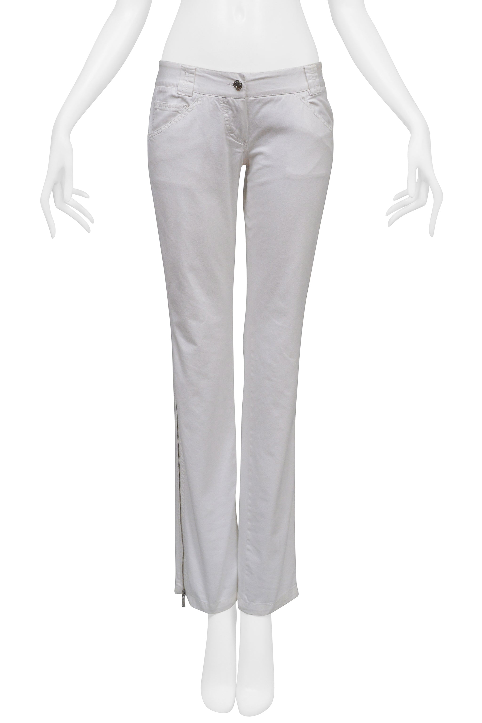 DOLCE & GABBANA HIGH-WAISTED DISTRESSED WHITE PANTS