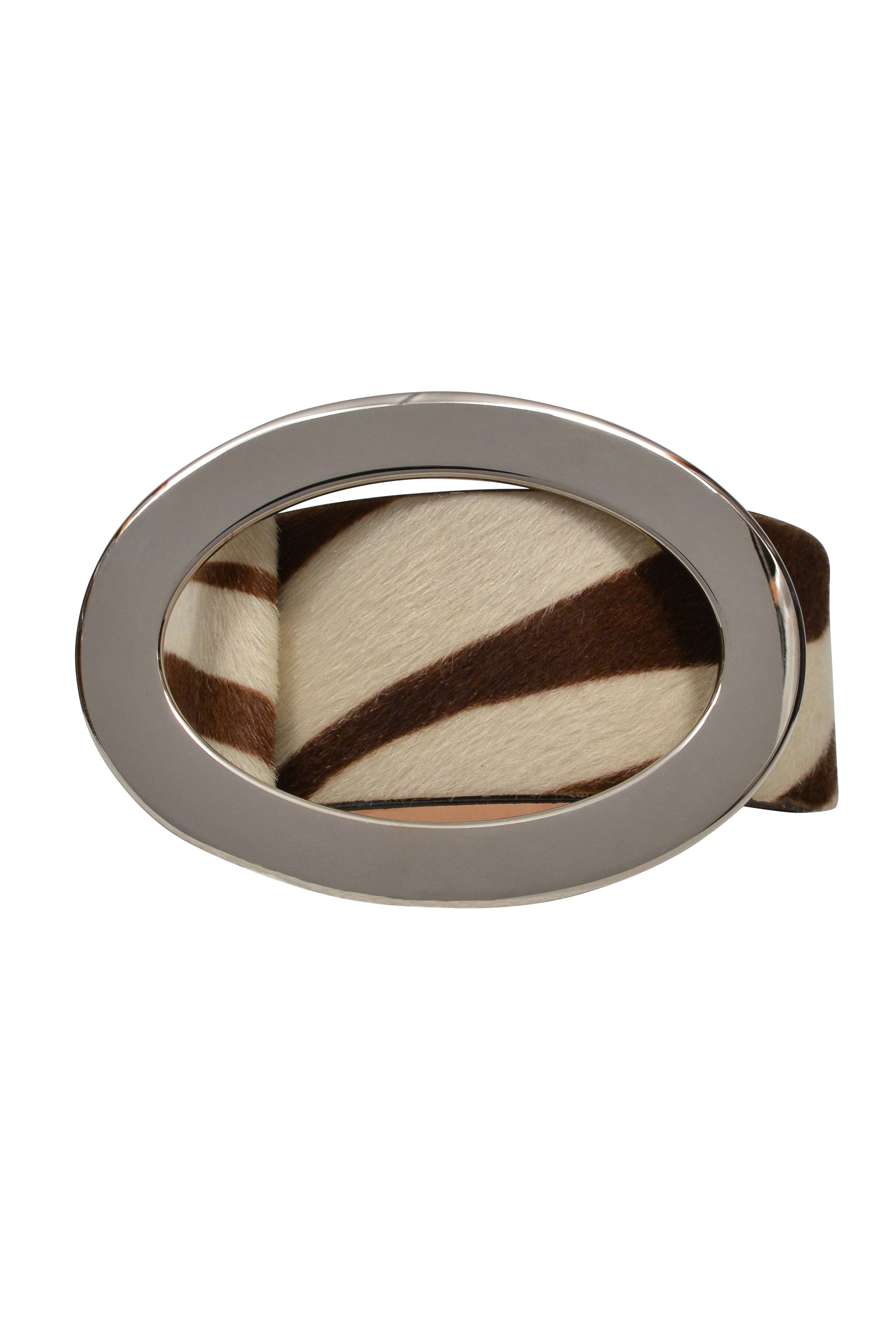 DOLCE & GABBANA ZEBRA PRINT BELT WITH SILVER OVAL BUCKLE