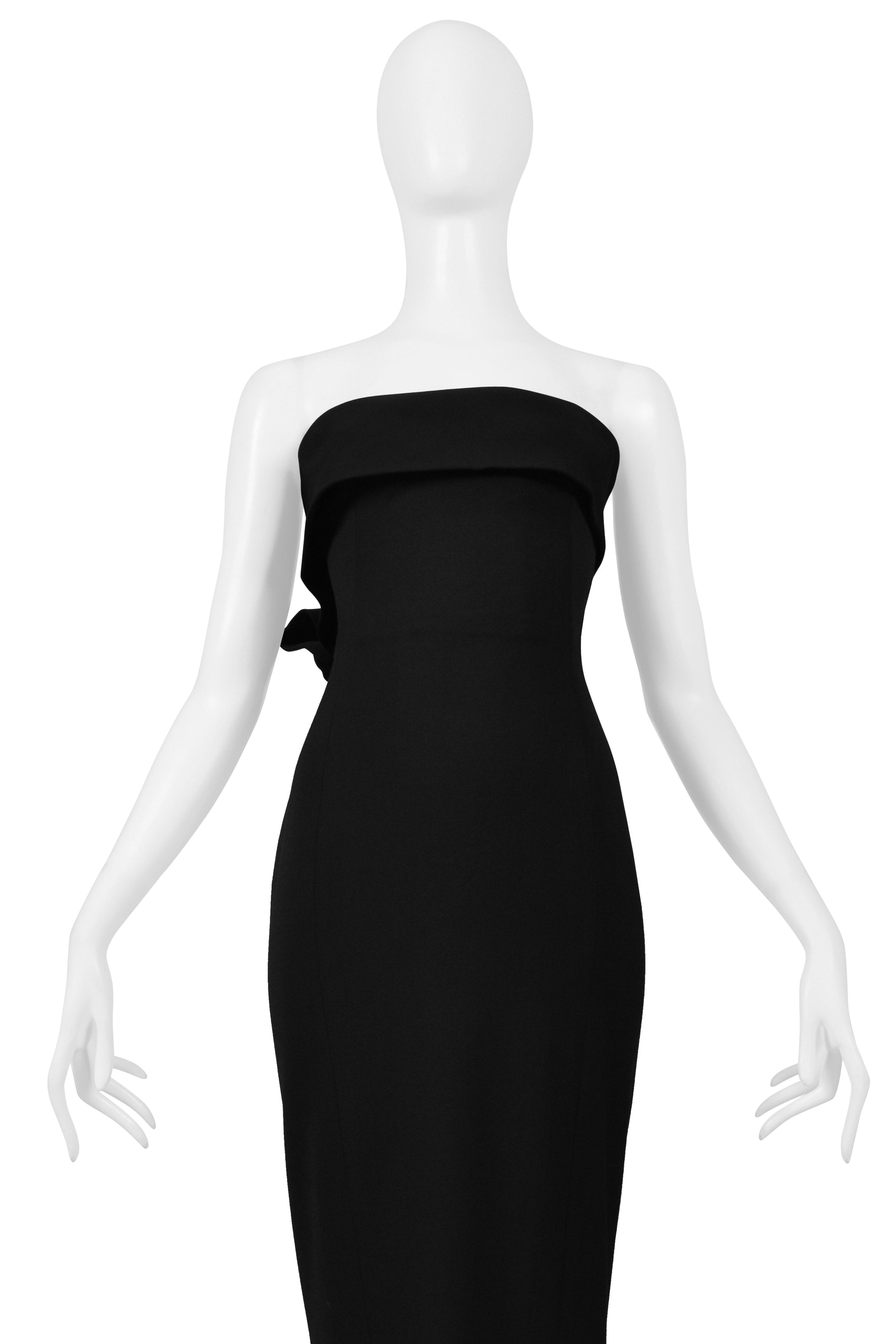 DSQUARED BLACK STRAPLESS EVENING GOWN WITH BOW 2014