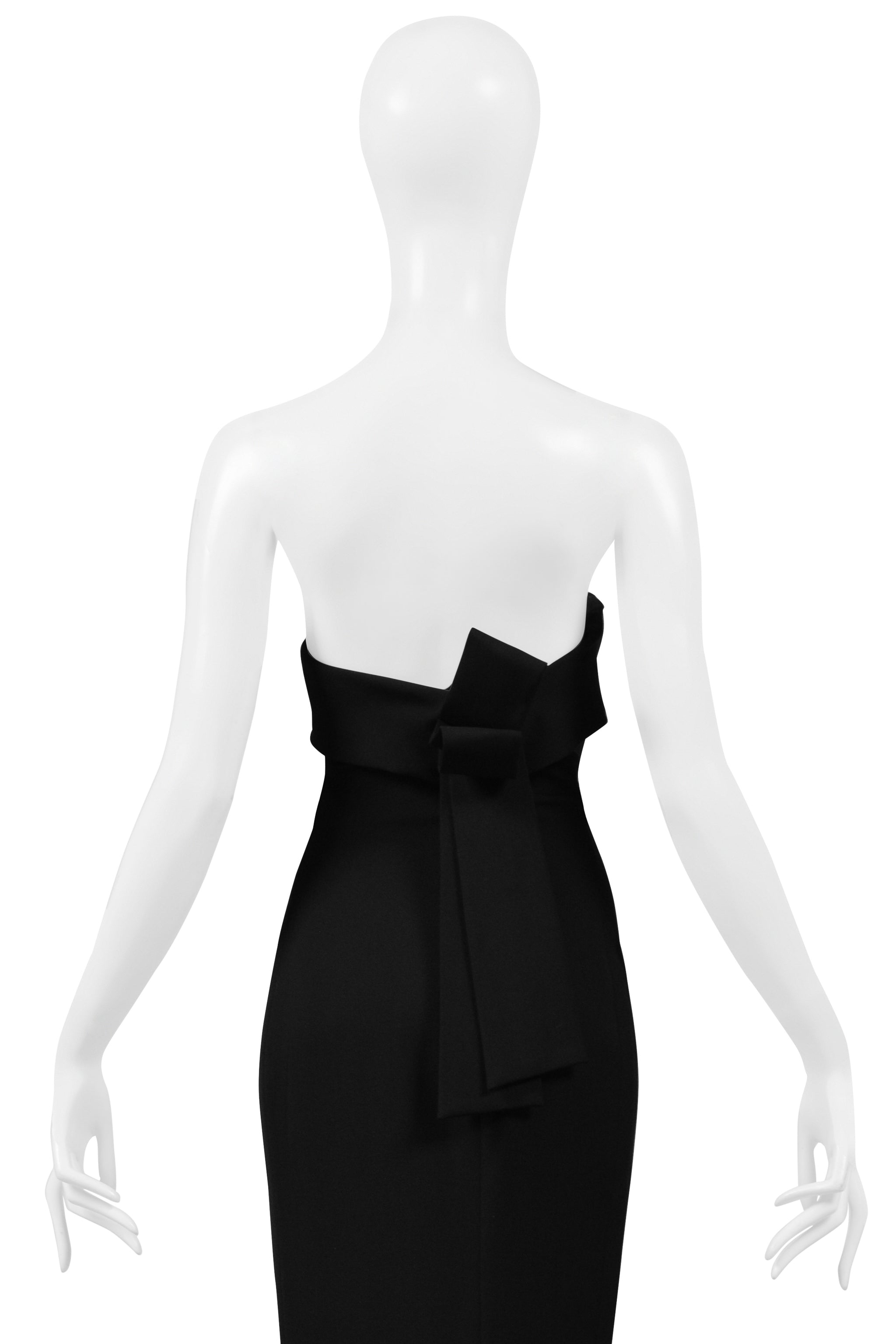 DSQUARED BLACK STRAPLESS EVENING GOWN WITH BOW 2014