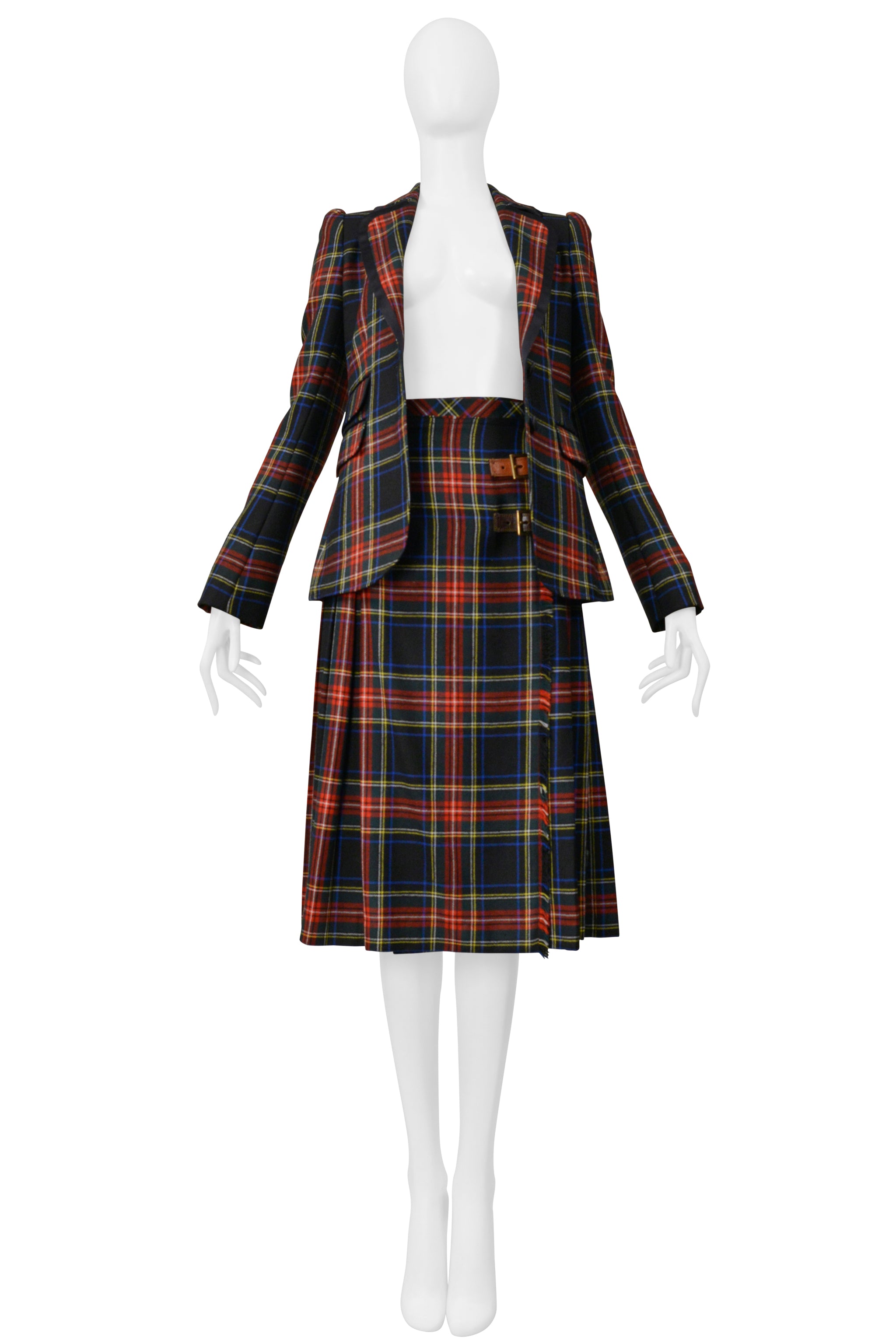 DOLCE & GABBANA D&G TARTAN PLAID JACKET & SKIRT ENSEMBLE 2008