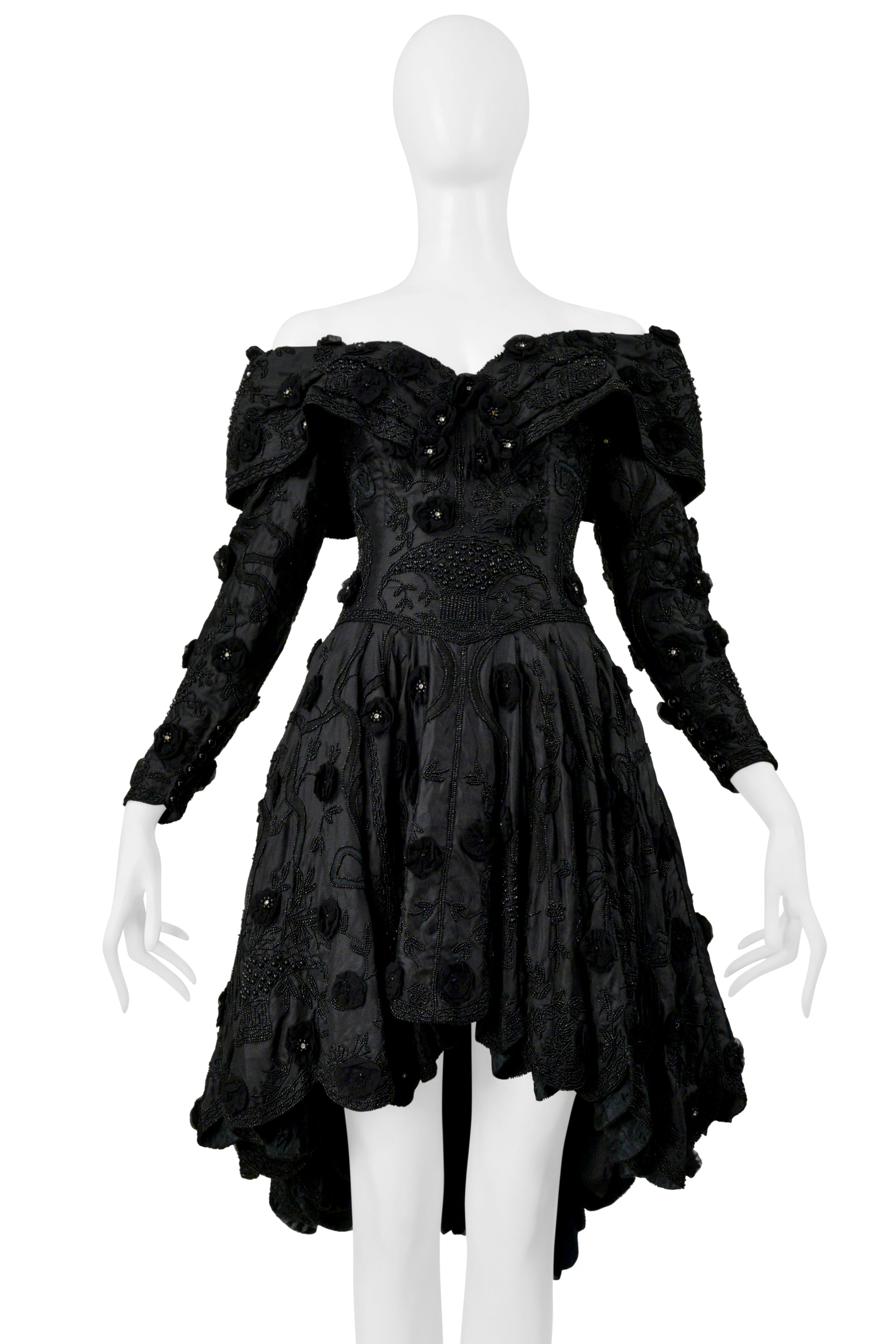 EAVIS & BROWN BLACK BEADED COCKTAIL DRESS