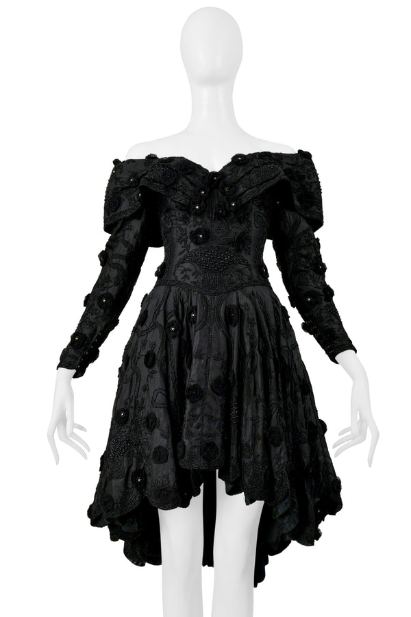 EAVIS & BROWN BLACK BEADED COCKTAIL DRESS