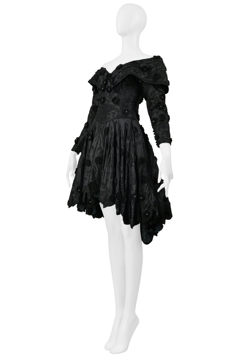 EAVIS & BROWN BLACK BEADED COCKTAIL DRESS