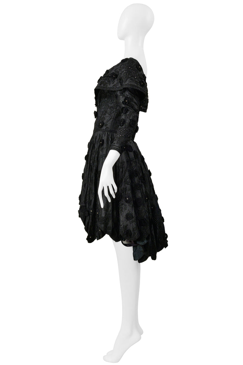 EAVIS & BROWN BLACK BEADED COCKTAIL DRESS