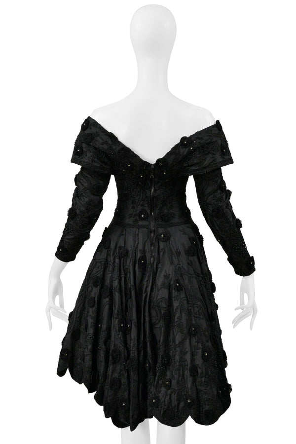 EAVIS & BROWN BLACK BEADED COCKTAIL DRESS