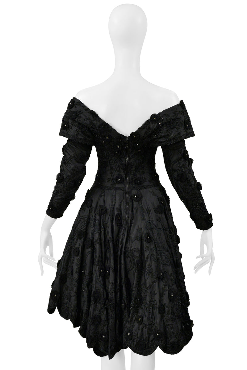 EAVIS & BROWN BLACK BEADED COCKTAIL DRESS