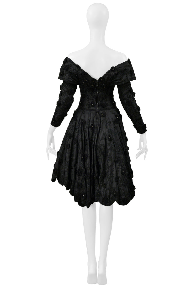 EAVIS & BROWN BLACK BEADED COCKTAIL DRESS