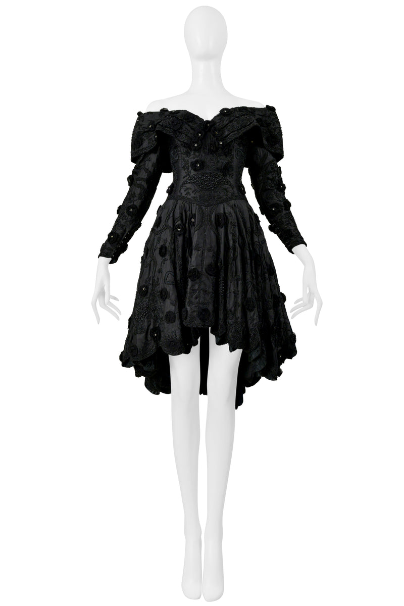 EAVIS & BROWN BLACK BEADED COCKTAIL DRESS