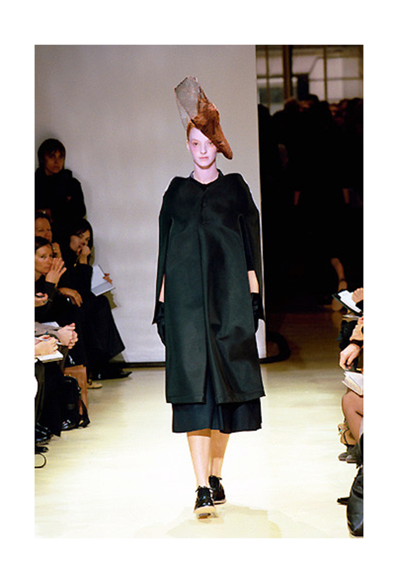 JUNYA BLACK SATIN ARCHITECTURAL EVENING COAT WITH CARRY CASE 1999-2000